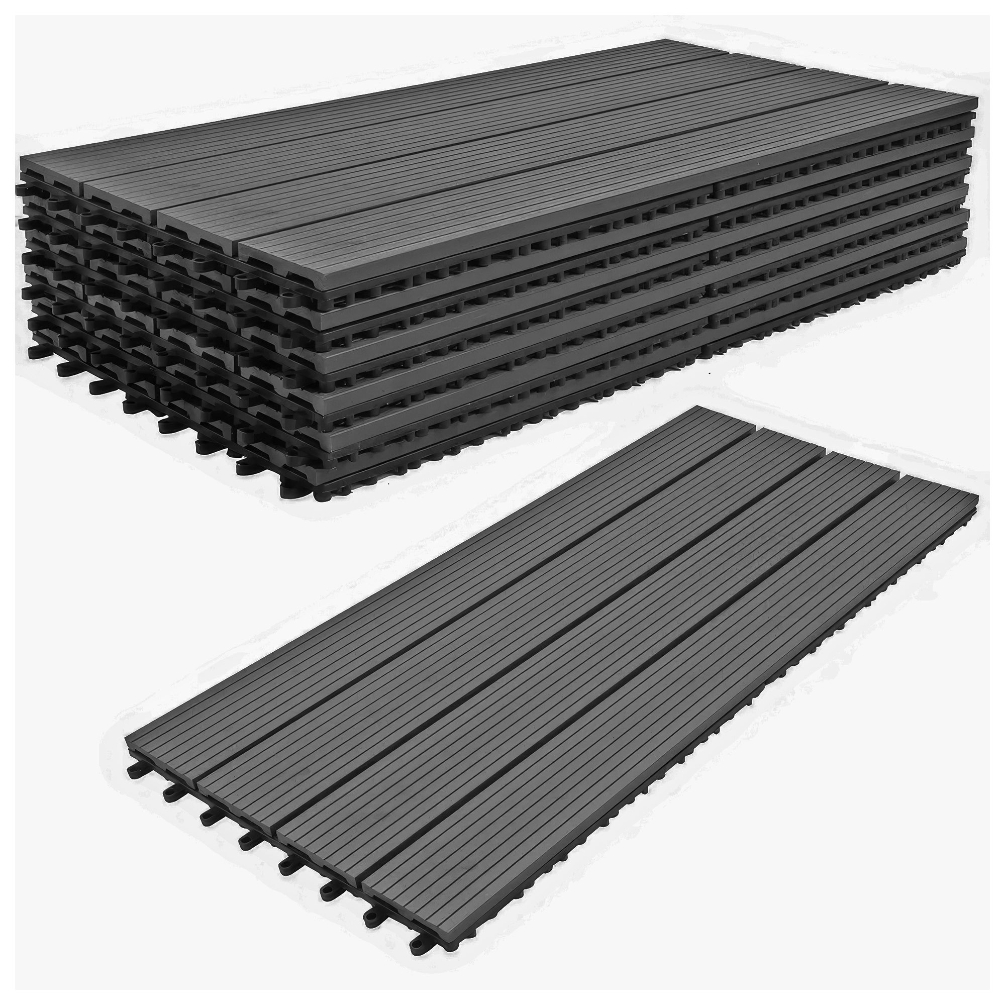 TEMU - Pavimento da Esterno con Clip 90x30 cm 6 Piastrelle per Giardino Patio Terrazza in WPC