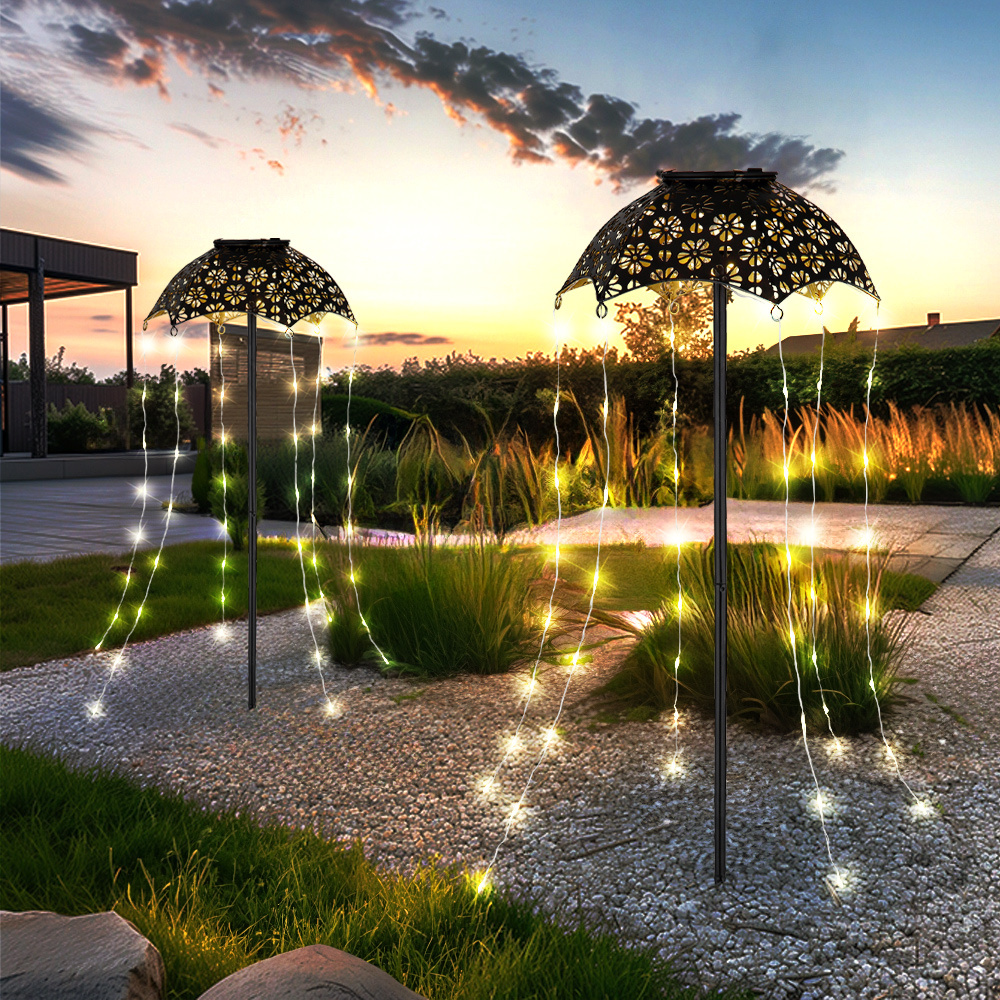 Image of Solar Lamp Outdoor Lamp With Ground Spike Garden Decoration Umbrella Patio Lamp, , 60x Led Warm White, Dxh 20.5 Cm, 2pcs Set