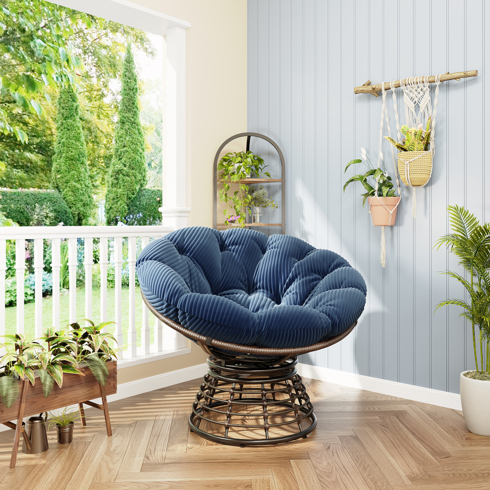 Rattan Rocking Chair - Quiet - Extra Thick Cushions, - Stable Papasan Frame, Long-lasting - For Living Room, Bedroom, Winter Garden, - Lounge