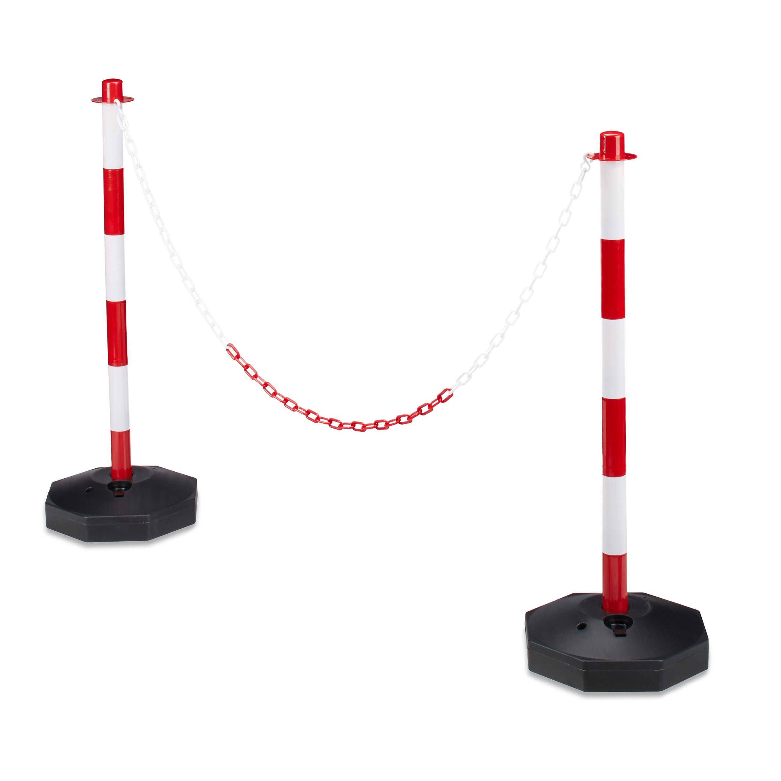 2 X Barrier Posts In Red/white - (w)28 X (h)82 X (d)28 Cm