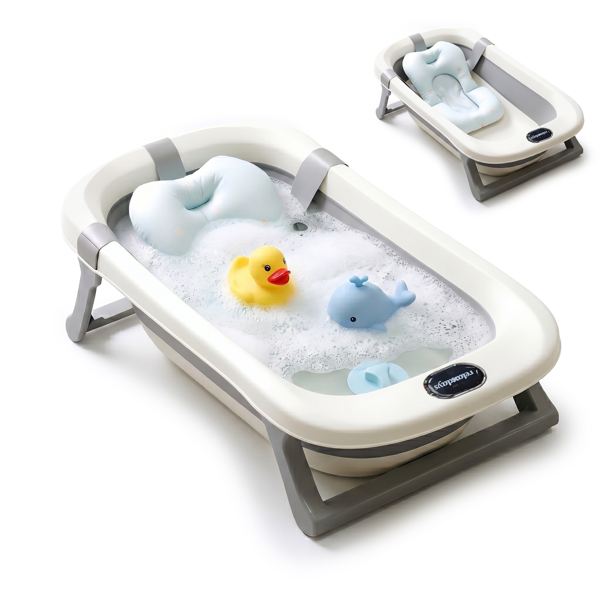Baby Bathtub In Cream White/gray – (w)78 X (h)23 X (d)50 Cm