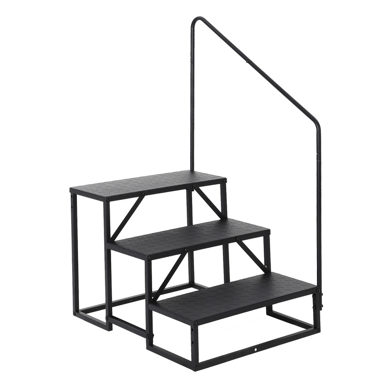 Image of Joankaren Rv Steps With Handrail, Ladder For Rv, Hot Tub & Pool, 660 Lb Heavy Duty Mobile Home Stairs, Portable Outdoor Stairs For Travel Trailers & Reaching High