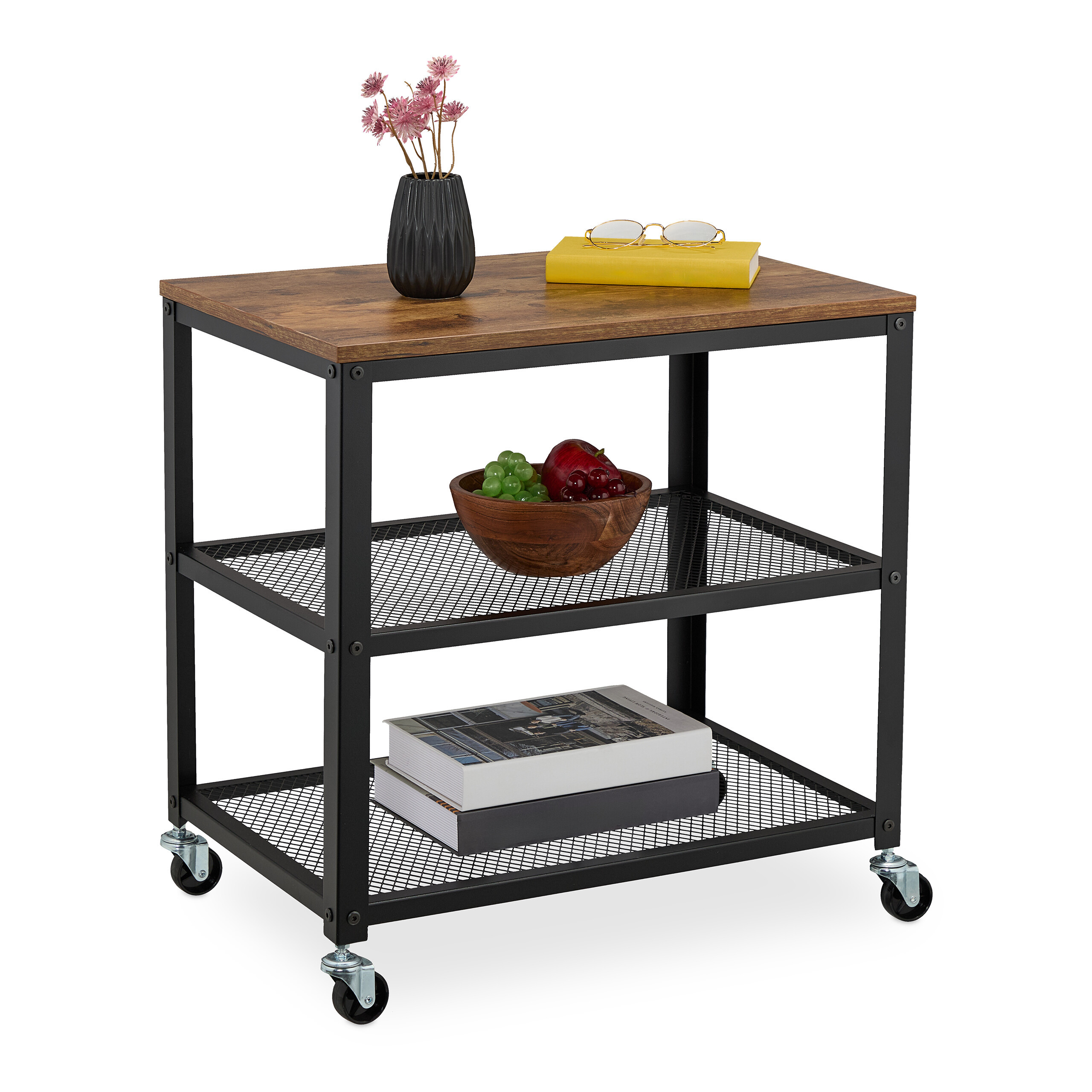 Trolley In Black/brown - (w)60 X (h)61 X (d)40 Cm