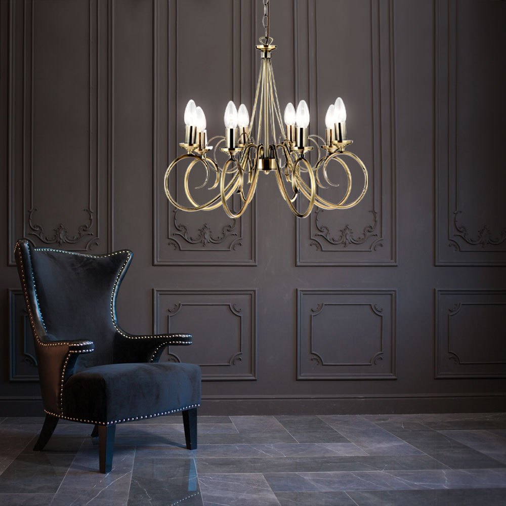 Image of High-quality Antique Brass Chandelier Pendant Light Fixture Ceiling Lamp 69003-8