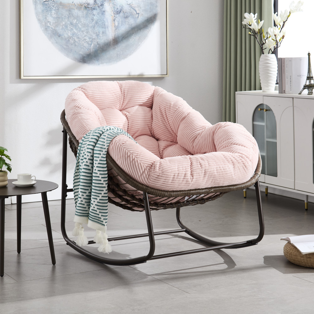 Image of Classic Rattan Leisure Chair With , -bearing Capacity, Relaxed Rocking Motion, , And Furniture , Perfect For Daily Relaxation At Home.