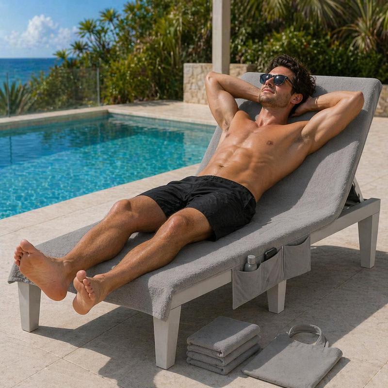 sand free beach chair cover with carry bag 215x75cm sun lounger towel cover for pool beach and  