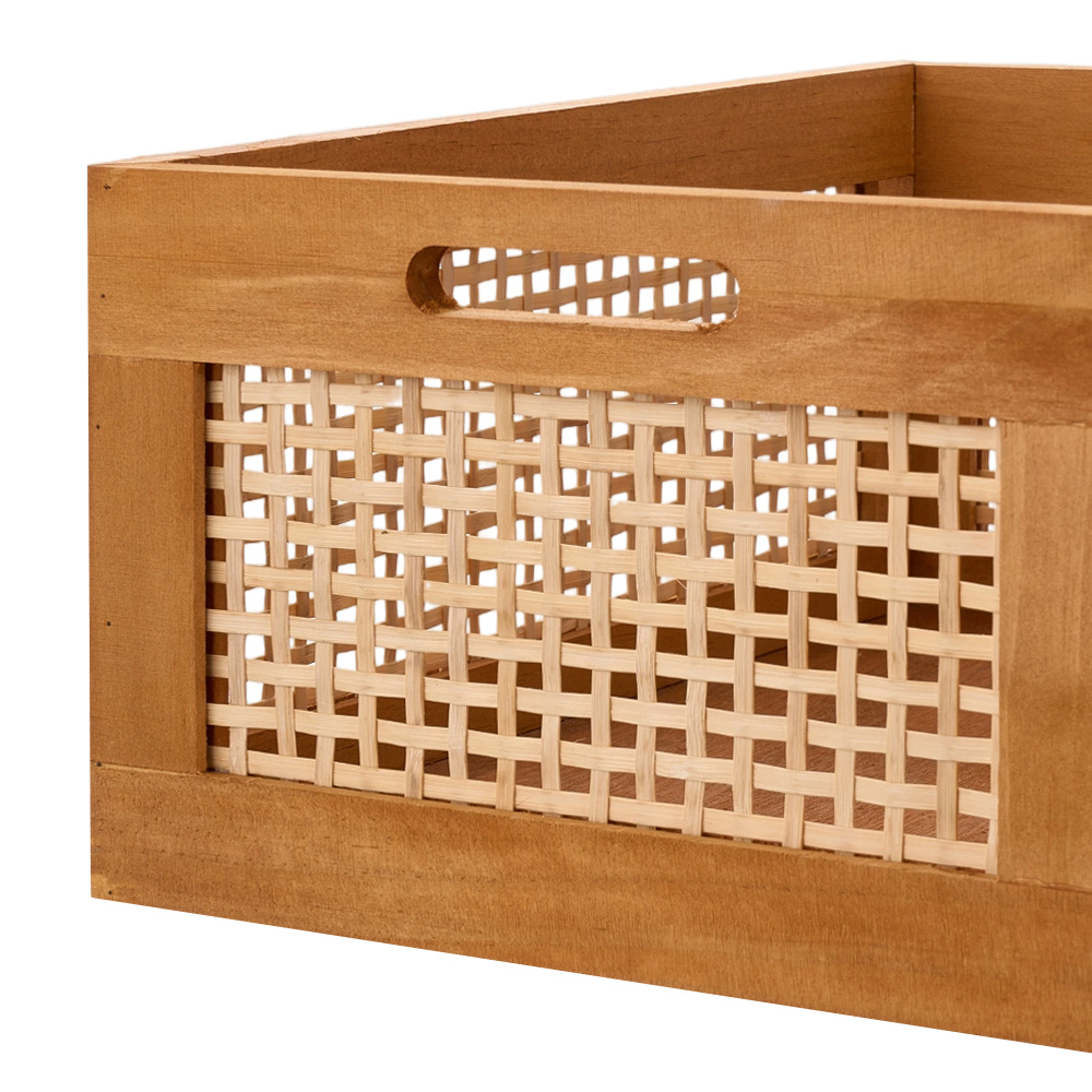 Boho Rattan Storage Basket for Desktop Organization
