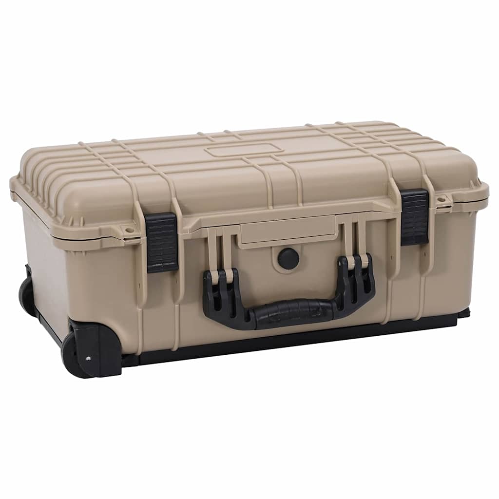 Image of Vidaxl Storage Case Sand 56 X 35 Cm, Polypropylene And Abs, Garage Storage, Durable Case, Modern Rectangular Design, Rolling For Tools