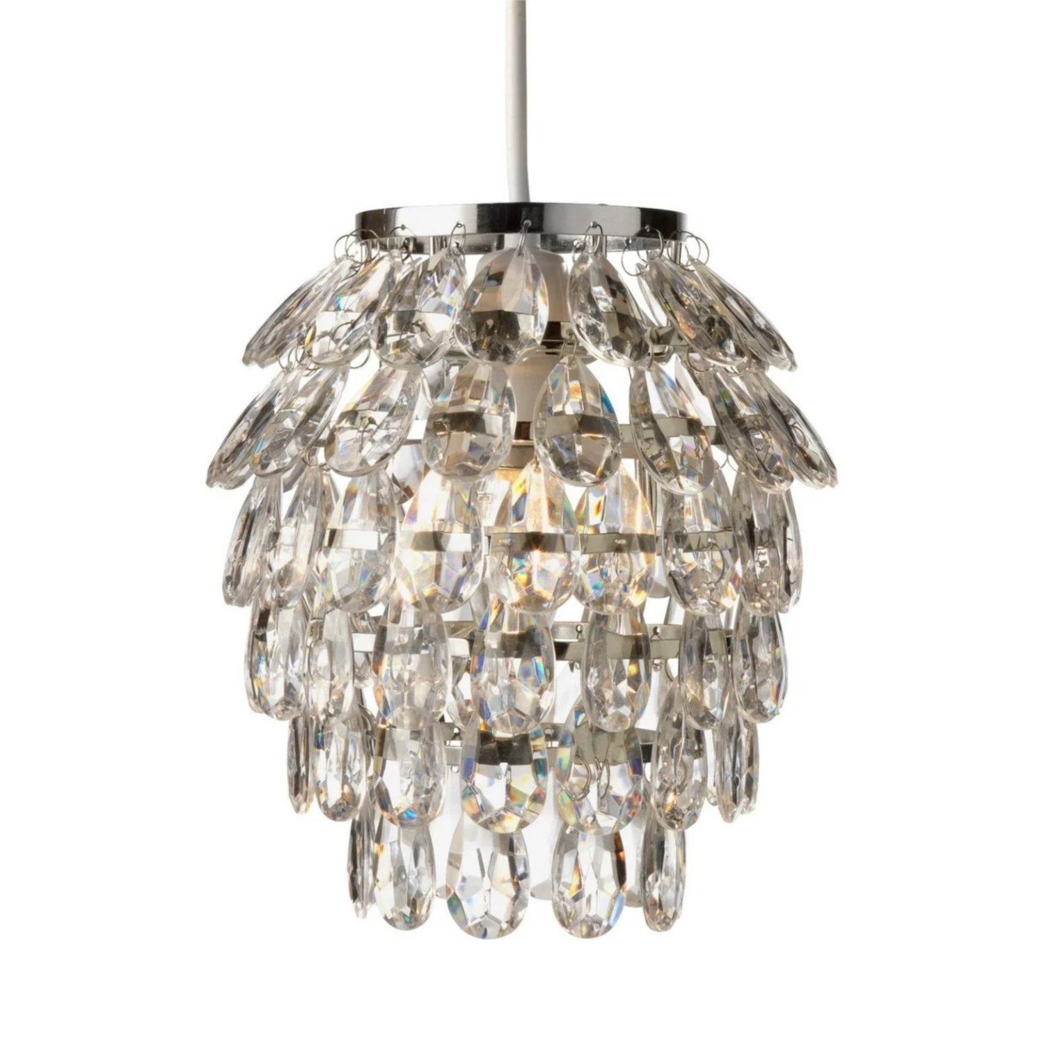 First Choice Lighting Pineapple - Chrome & Clear Jewelled Pendant Lightshade