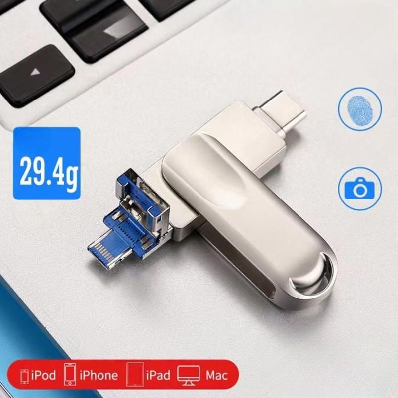 TEMU Clé USB rotative 4-en-1 512 Go (USB 3.0, Lightning, USB‑C, Micro‑USB) – PASHASHOP