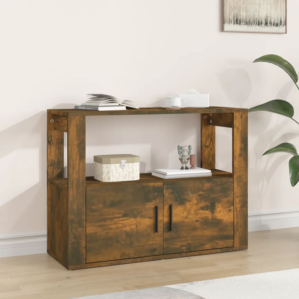Image of Vidaxl Sideboard Cabinet Buffet Sideboard Cabinet Display Cabinet Living Room Cabinet Smoked Oak 80x30x60cm Wood