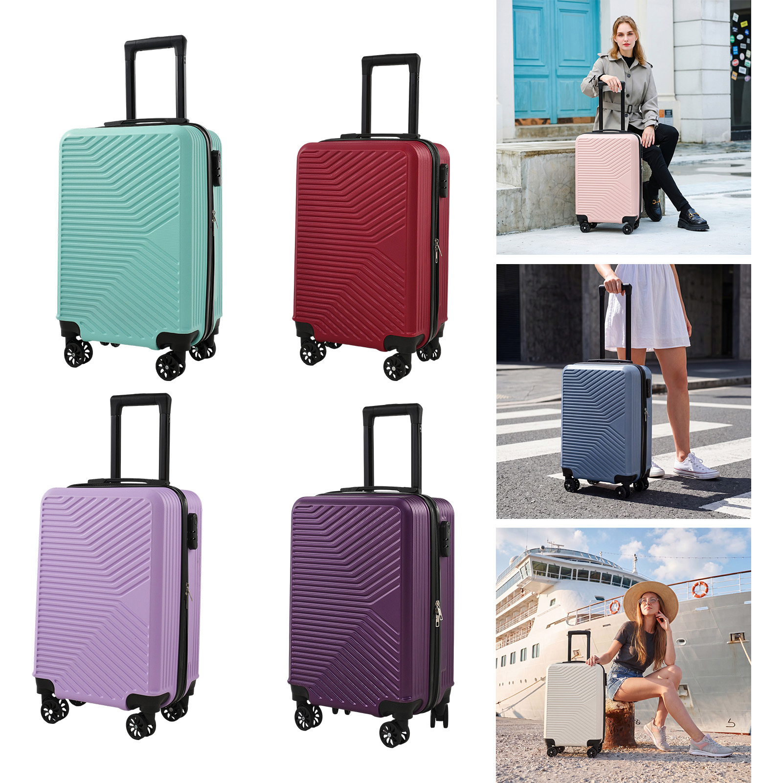TEMU Spinner Travel Suitcase For Business And Leisure – 20 Inch Carry-on Luggage With 360° Mobility And Lock, Lightweight Rolling Suitcase For Smooth