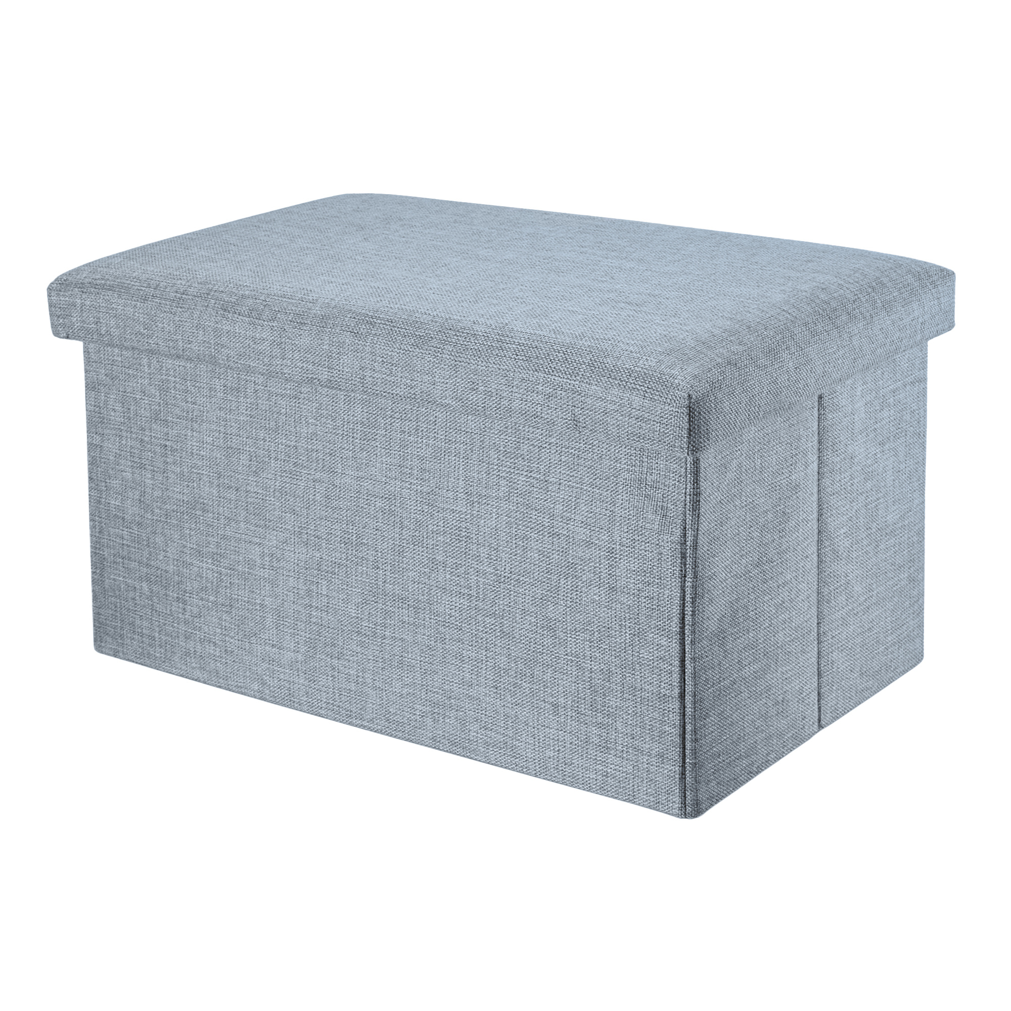 Intirilife Foldable Bench 49x30x30cm Seat Cube Fabric With Storage And Lid In Linen Look - Sitzcube Footrest Foldable Storage Box Chest