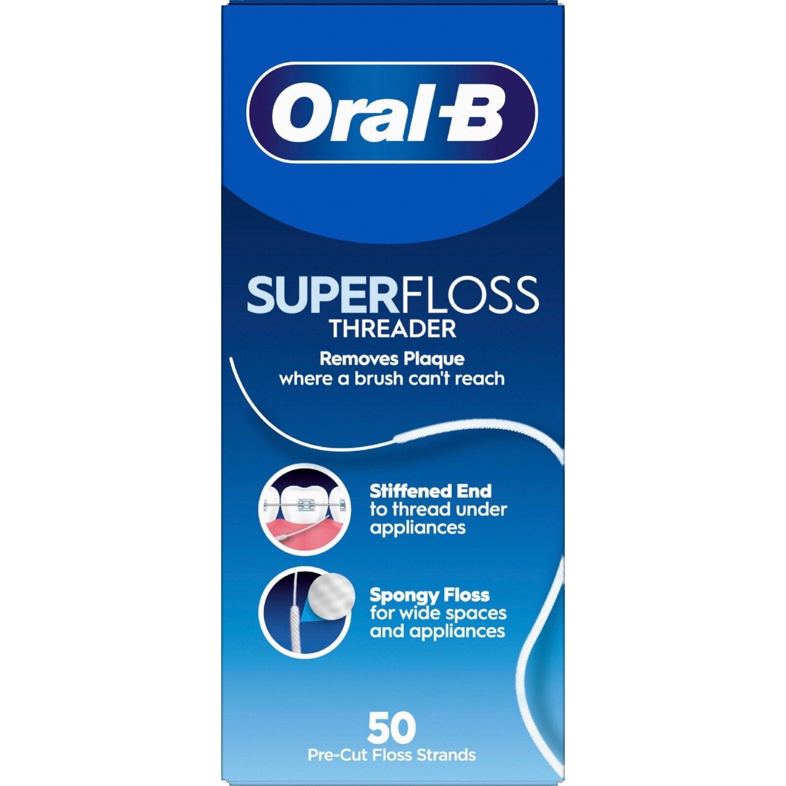 Pack of 12 Oral-B Super Floss Threaders, Mint Flavour for Braces & Bridges