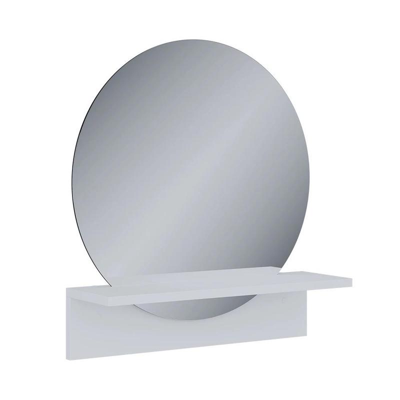 Image of White Bathroom Mirror With Shelf, 50 X 54.5 Cm, Hanging Mirror With Storage, Mdf, 15 Mm