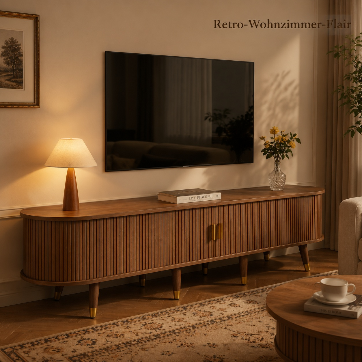Image of Room Furniture With Sliding Door Structure, Gold-colored Details Highlight Design Living And Lounge Area