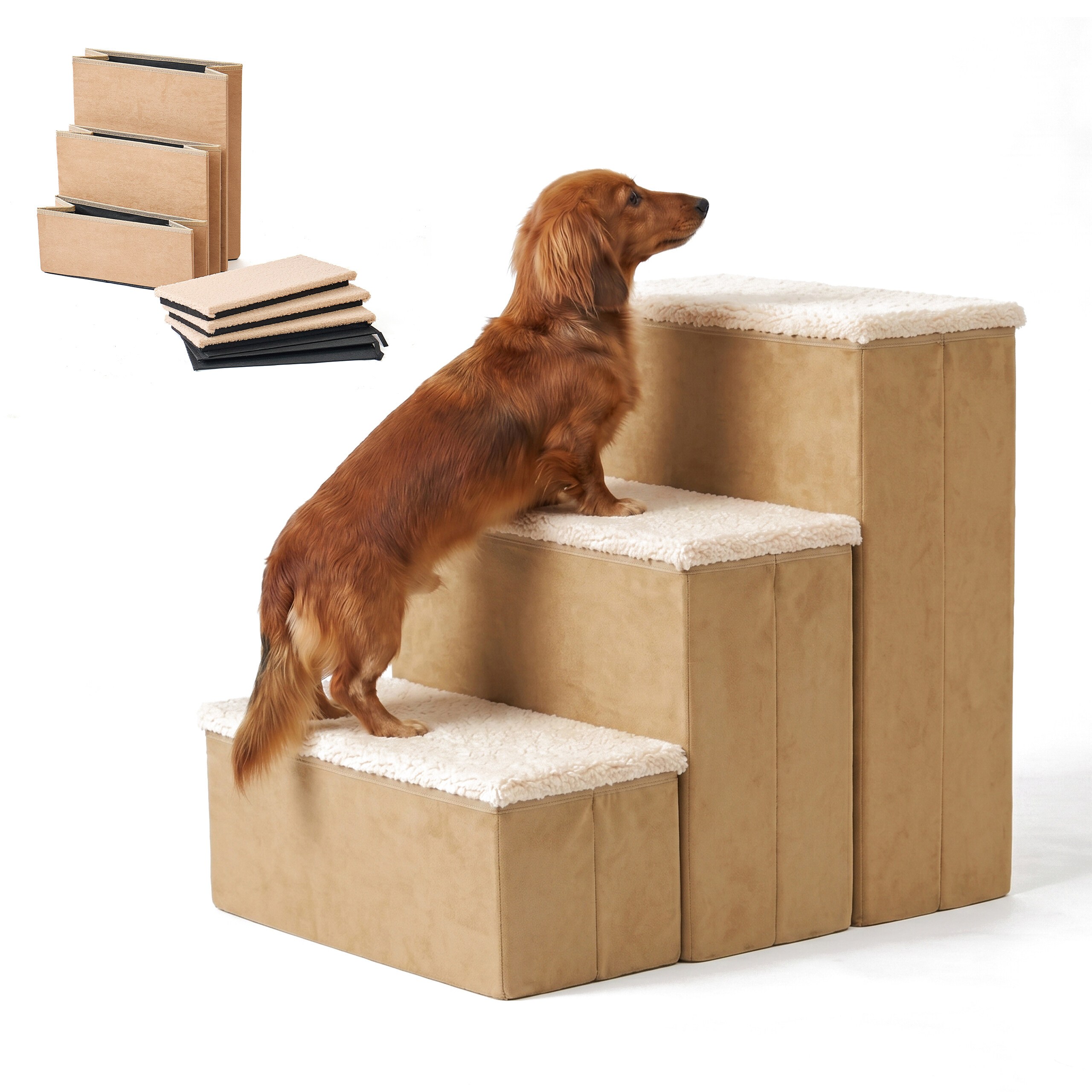 Dog Stairs In Beige - (w)40 X (h)48 X (d)54 Cm