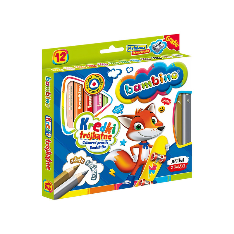 Triangular, Thick Pencils With A Sharpener, 12-pack "bambino"
