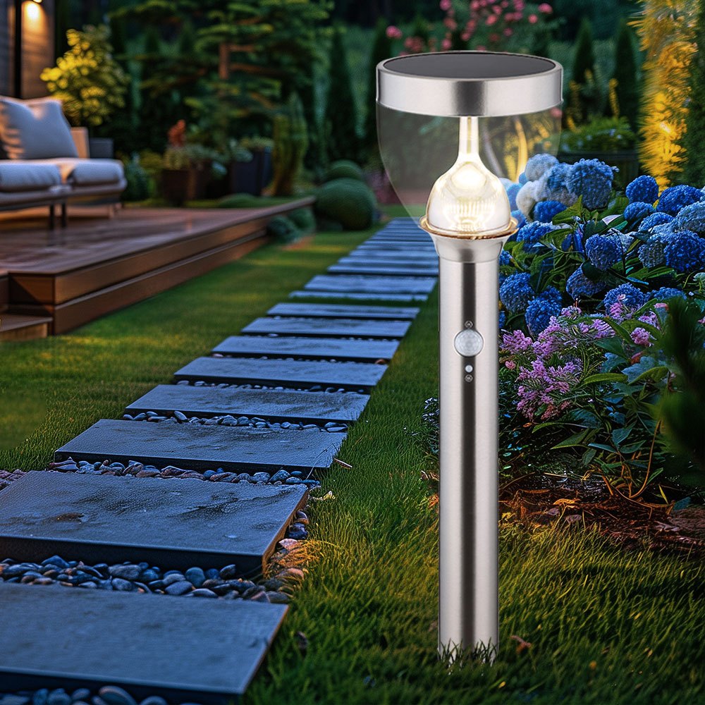 Solar Garden Motion Sensor Pathway Light Outdoor Solar Garden Lamps With Motion Sensor, 2-stage Ground Spike, 20x Led 0.2 Watt, Dxh 15 X 55 Cm