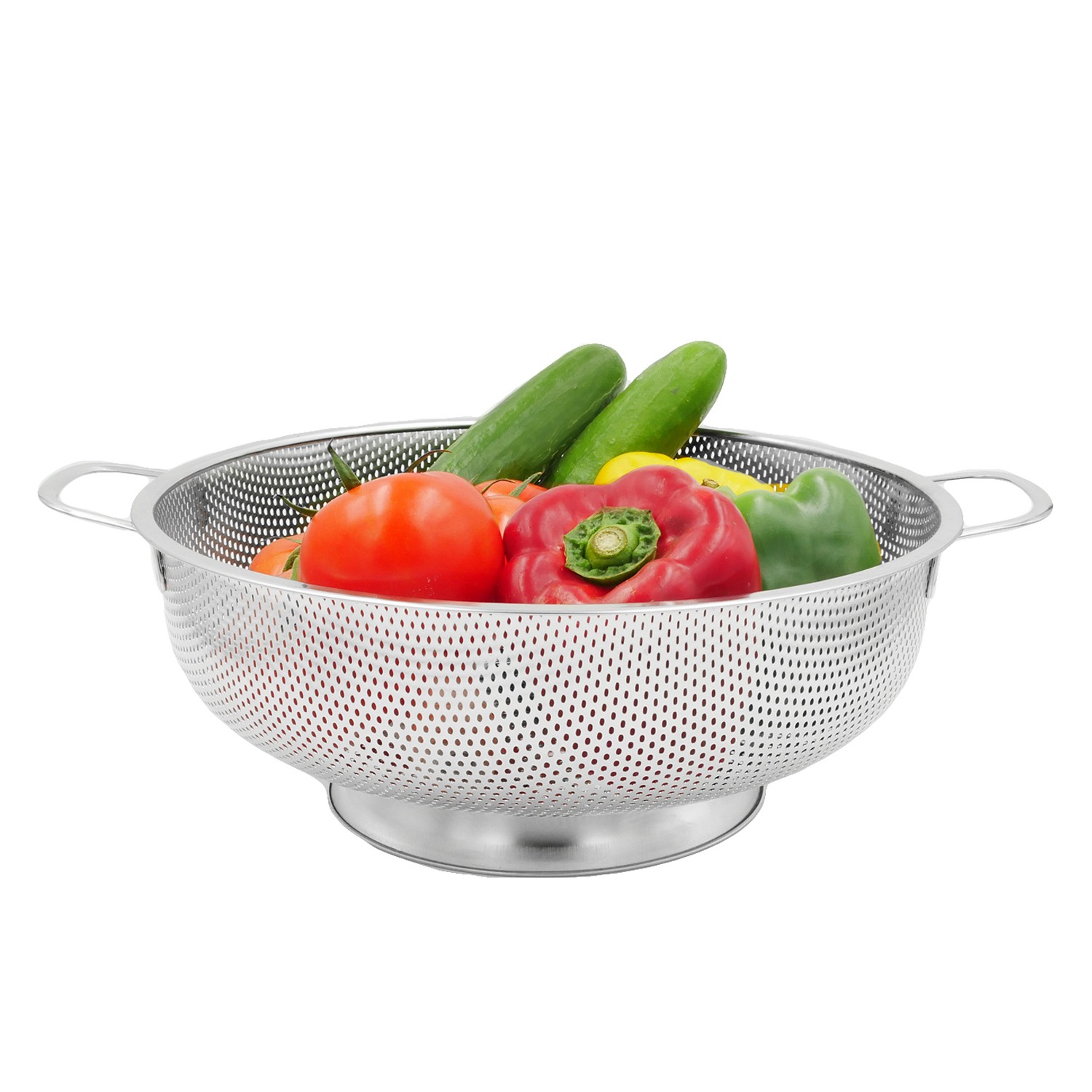 Image of Stainless Steel Sieve With 2 Handles - 28.5 X 10 Cm - Perfect For Draining Pasta, Rice, And Fruit Salad, This Dishwasher-safe Sieve Is A Convenient Addition To Any Kitchen.