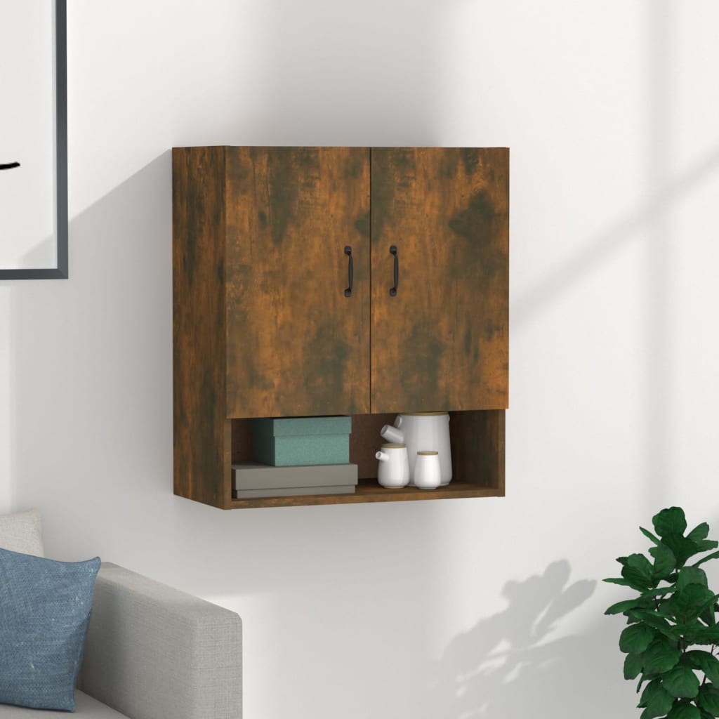 Image of Vidaxl Wall Cabinet Hanging Cabinet Bookcase Multipurpose Cabinet Storage Cabinet Living Room Smoked Oak 60x31x70cm Wood Material