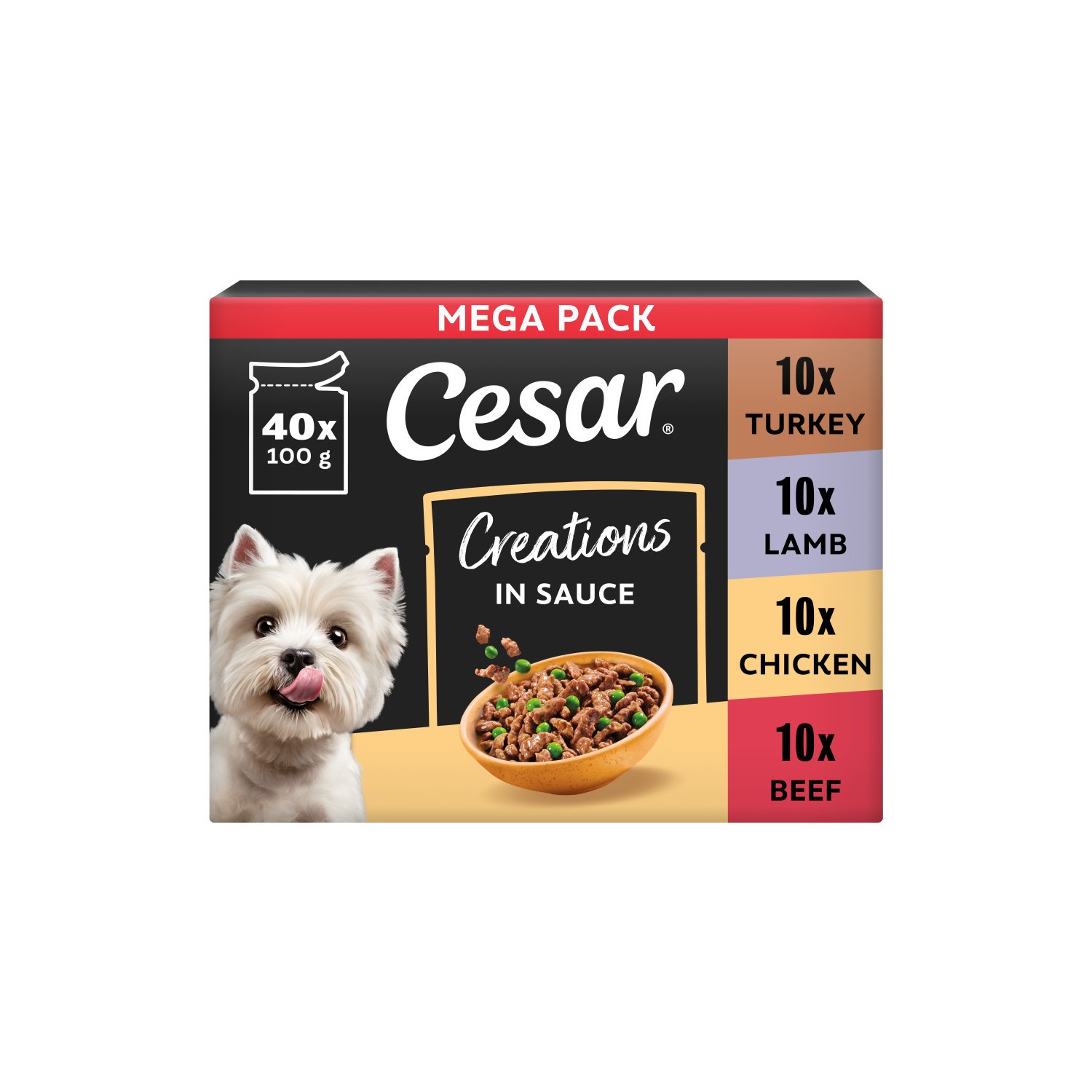 TEMU 40 X 100g Cesar Luxury Adult Food Pouches Mixed Favourites In Gravy