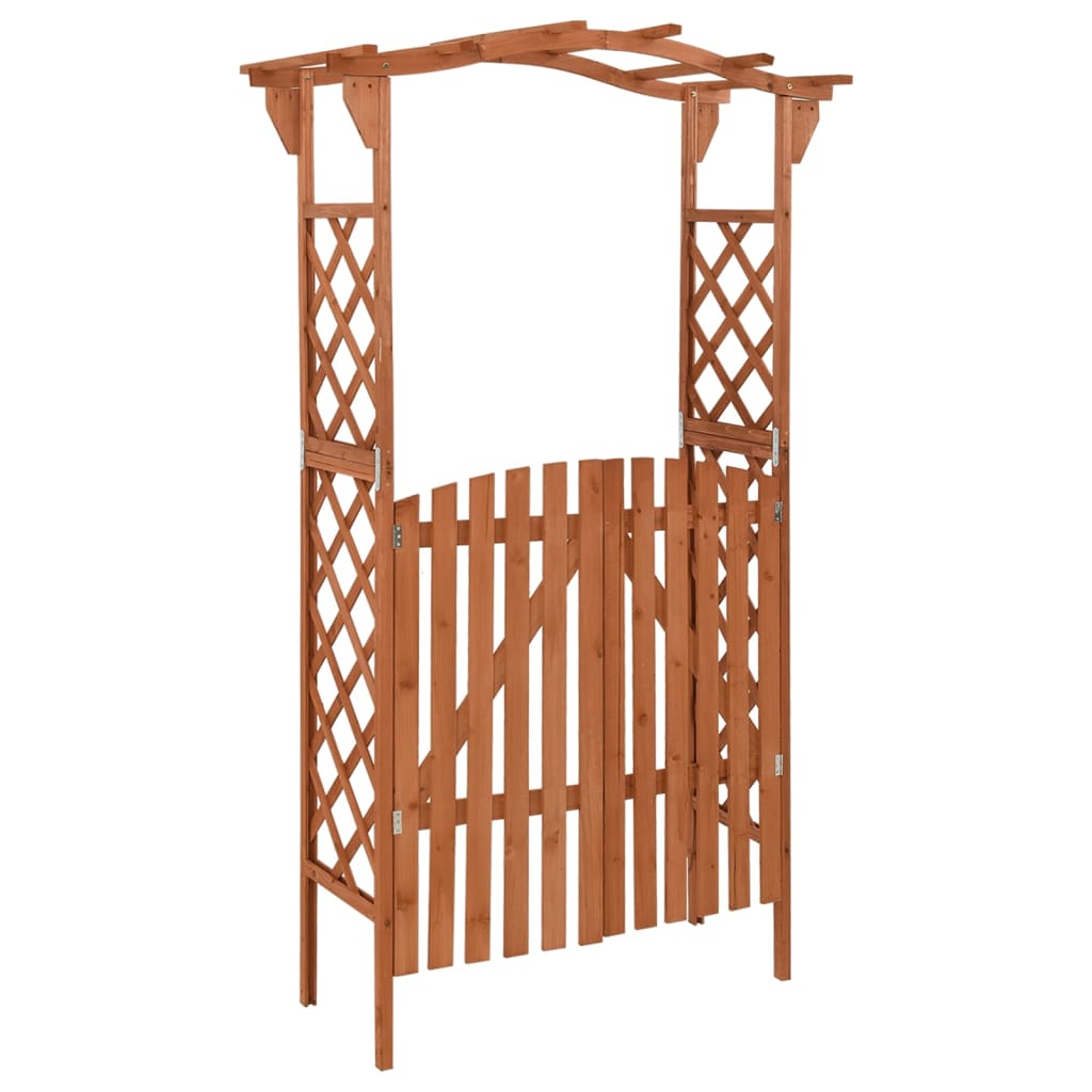 Vidaxl Fir Pergola With Gate 116x40x204cm Archway Rose Arch Brown/gray