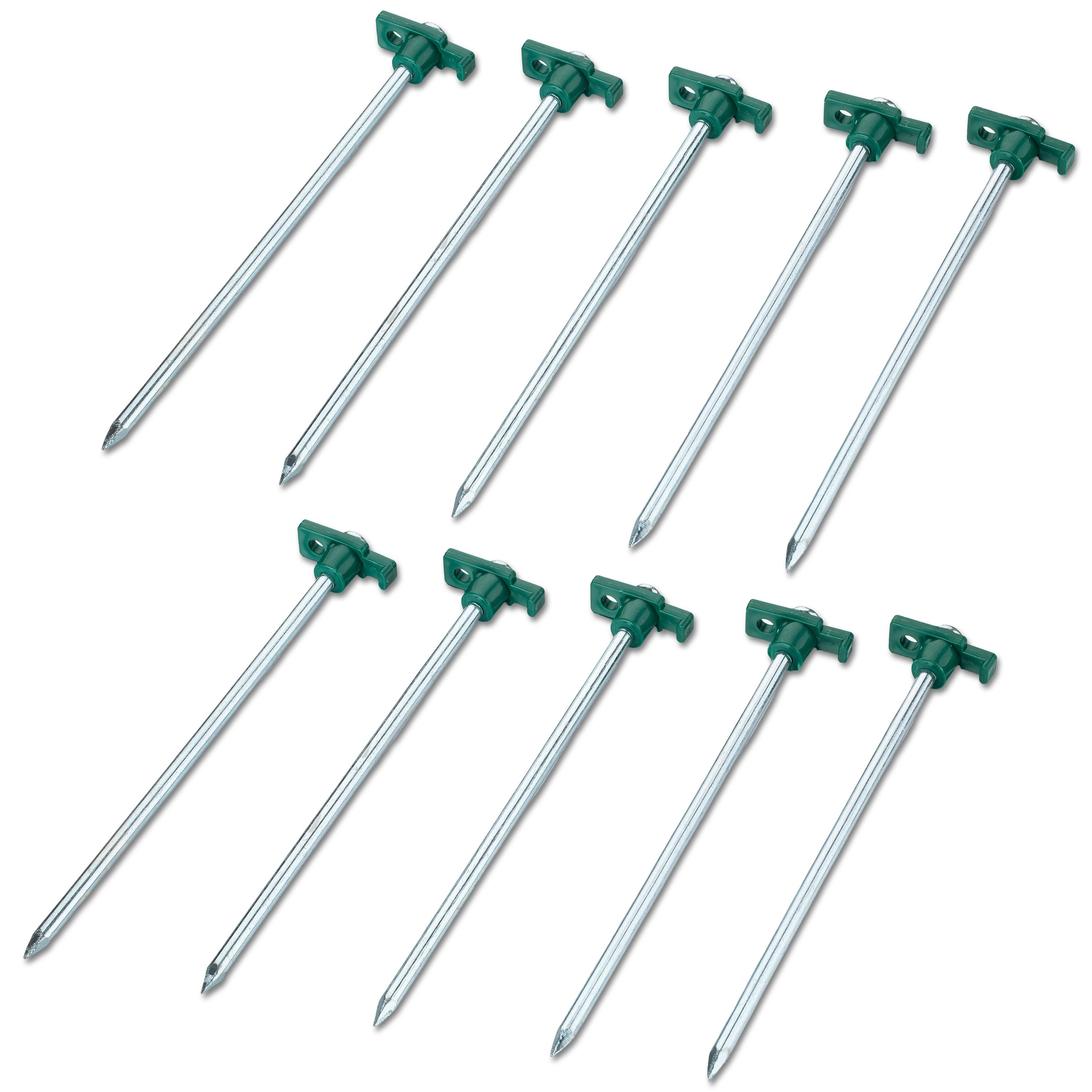 Image of 10-piece Steel Pegs, 25 Cm - Round Profile Ø8mm - Rock Nails, Tent Pegs For Hard Ground, Tent Stakes, Ground Spikes, Camping Accessories, Outdoor Set