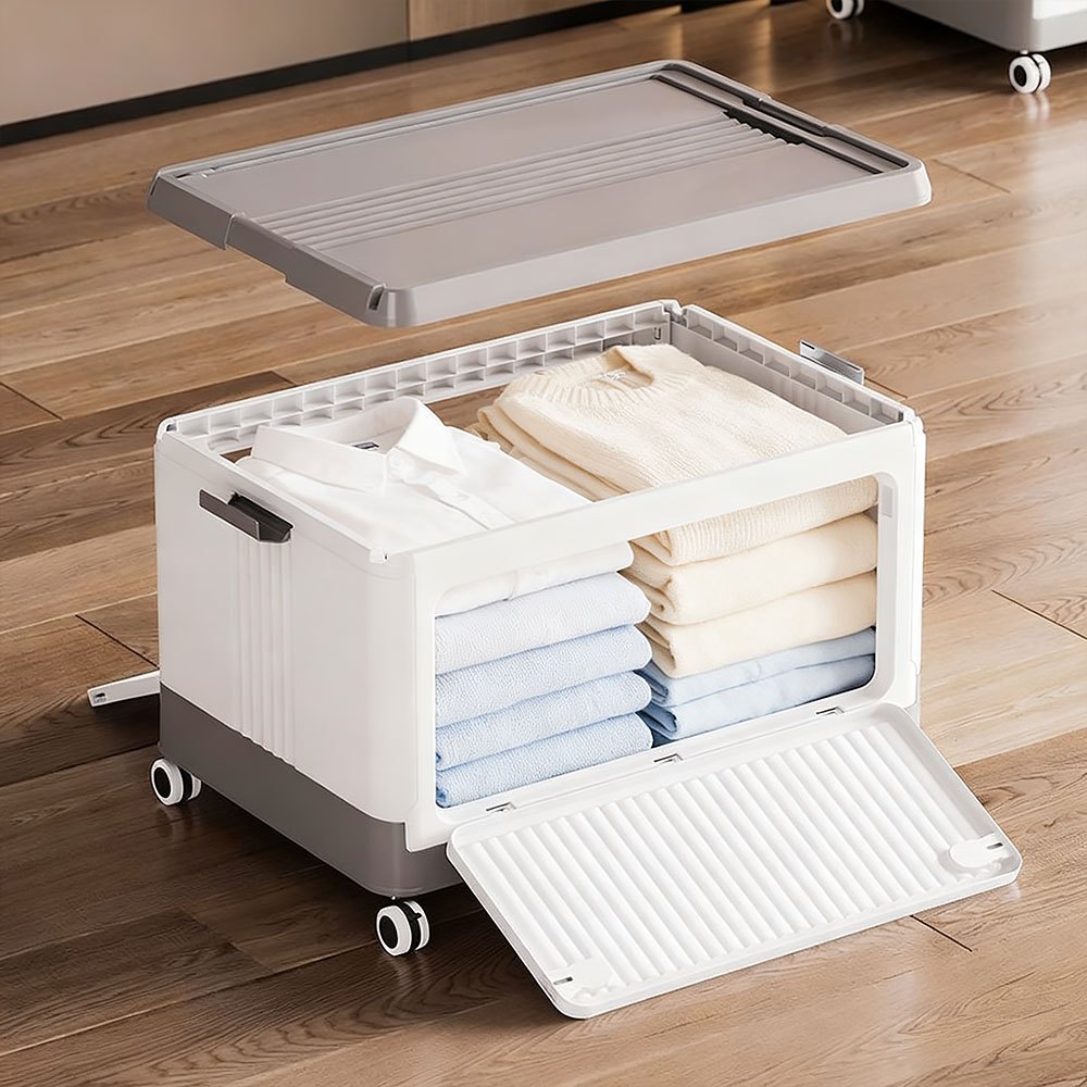 Collapsible Plastic Storage Bins with Magnetic Doors