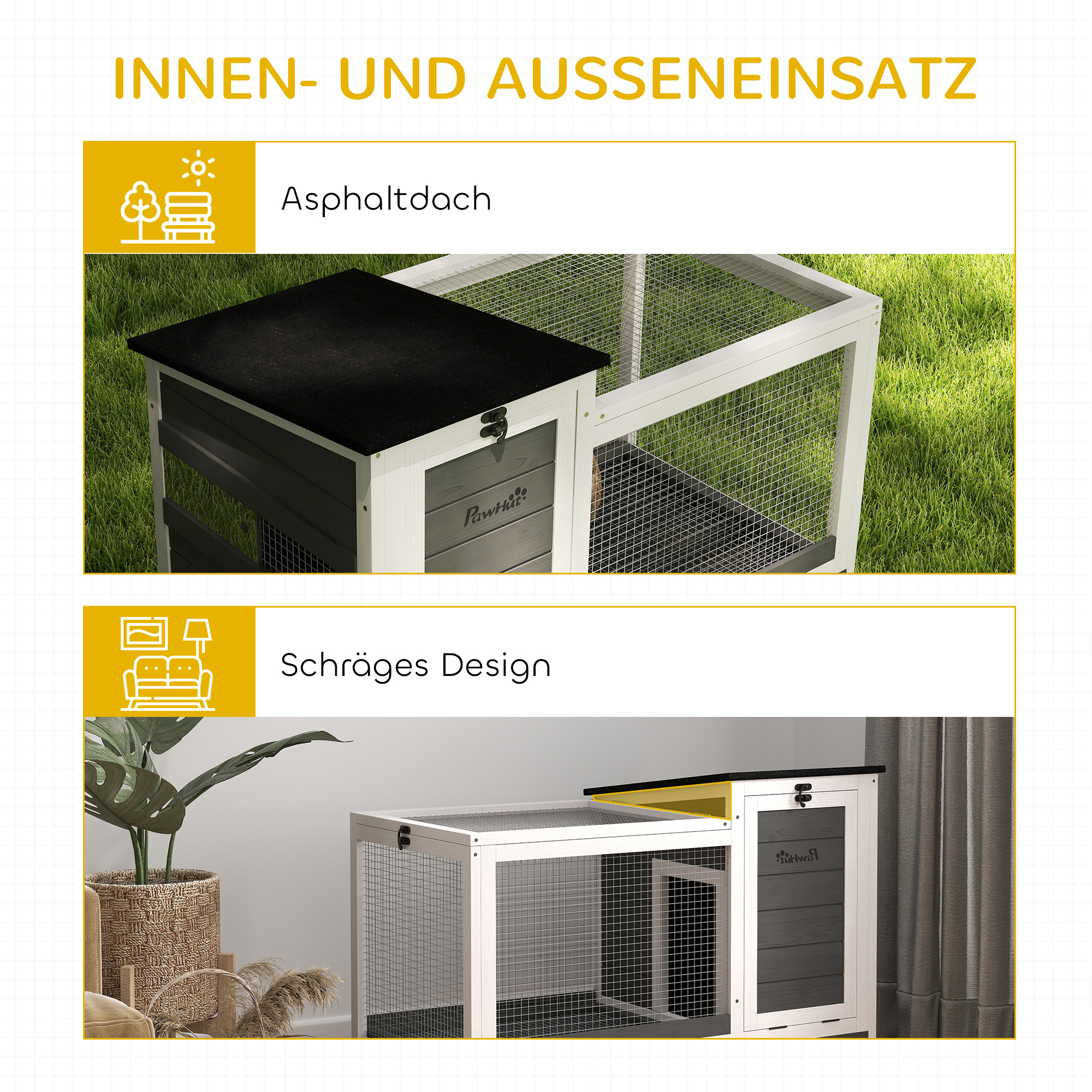 Houten konijnenhok met wielen voor vrije uitloop