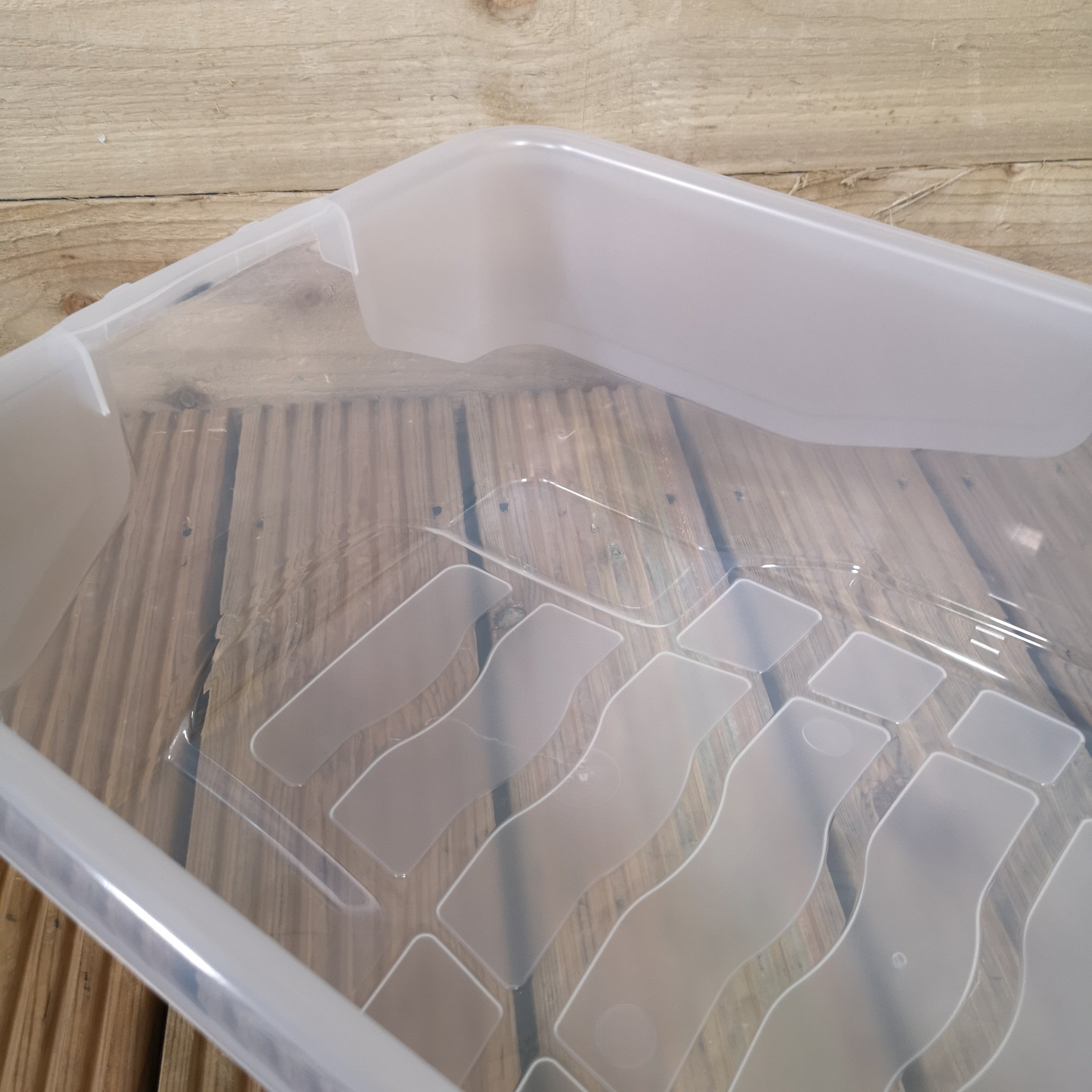 42L Clear Under Bed Storage Box with Black Lid, Stackable Design
