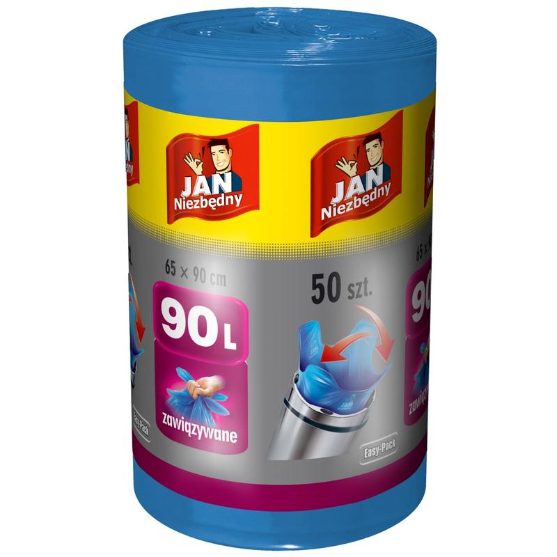TEMU Sacs Poubelle 90 L, à Ouverture à avec Extrémité Ondulée, Lot de 50, Film Durable, Grande , Idéaux pour les Poubelles de Cuisine et de Buanderie