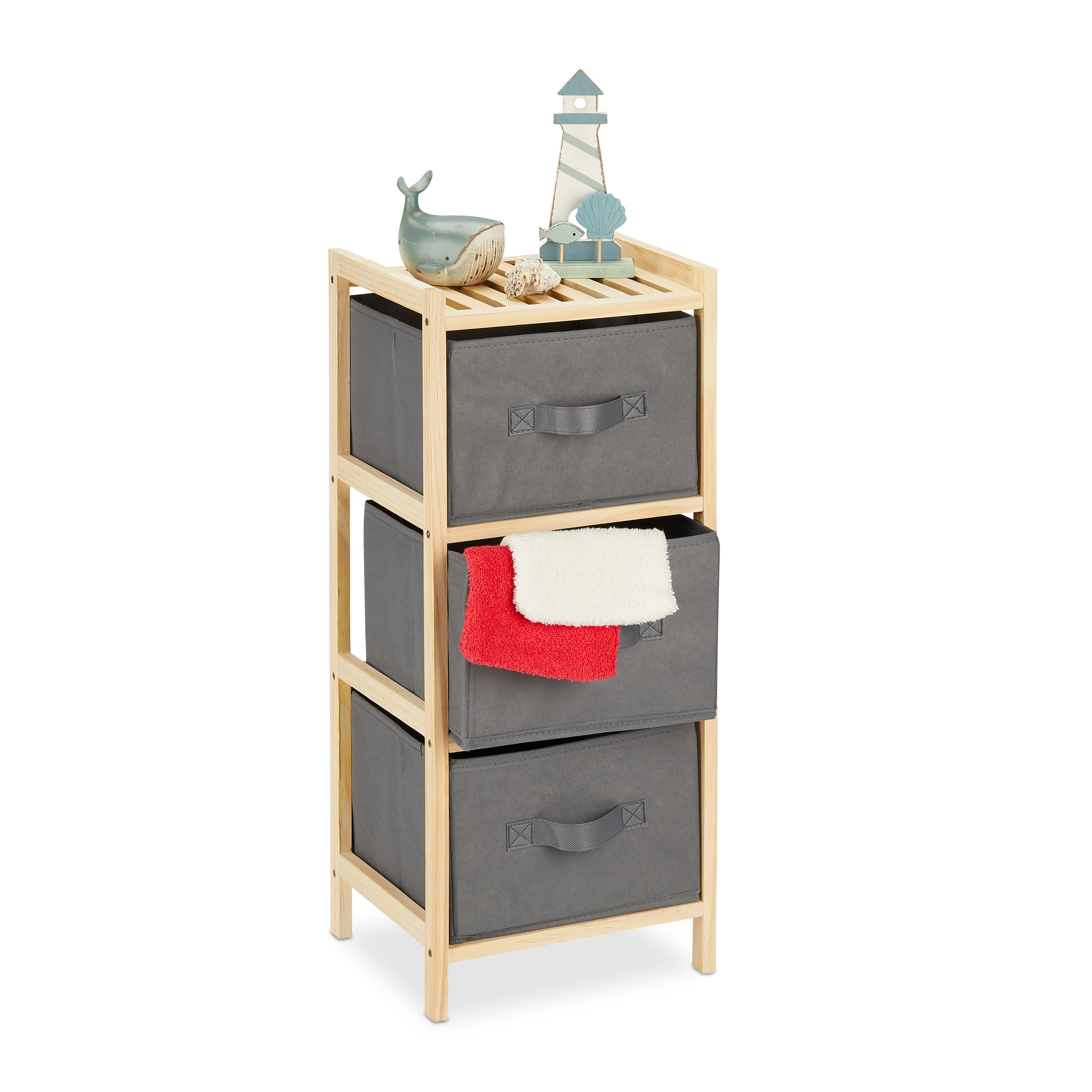 Shelf In Natural Grey Colour - (w)28 X (h)65 X (d)25.5 Cm