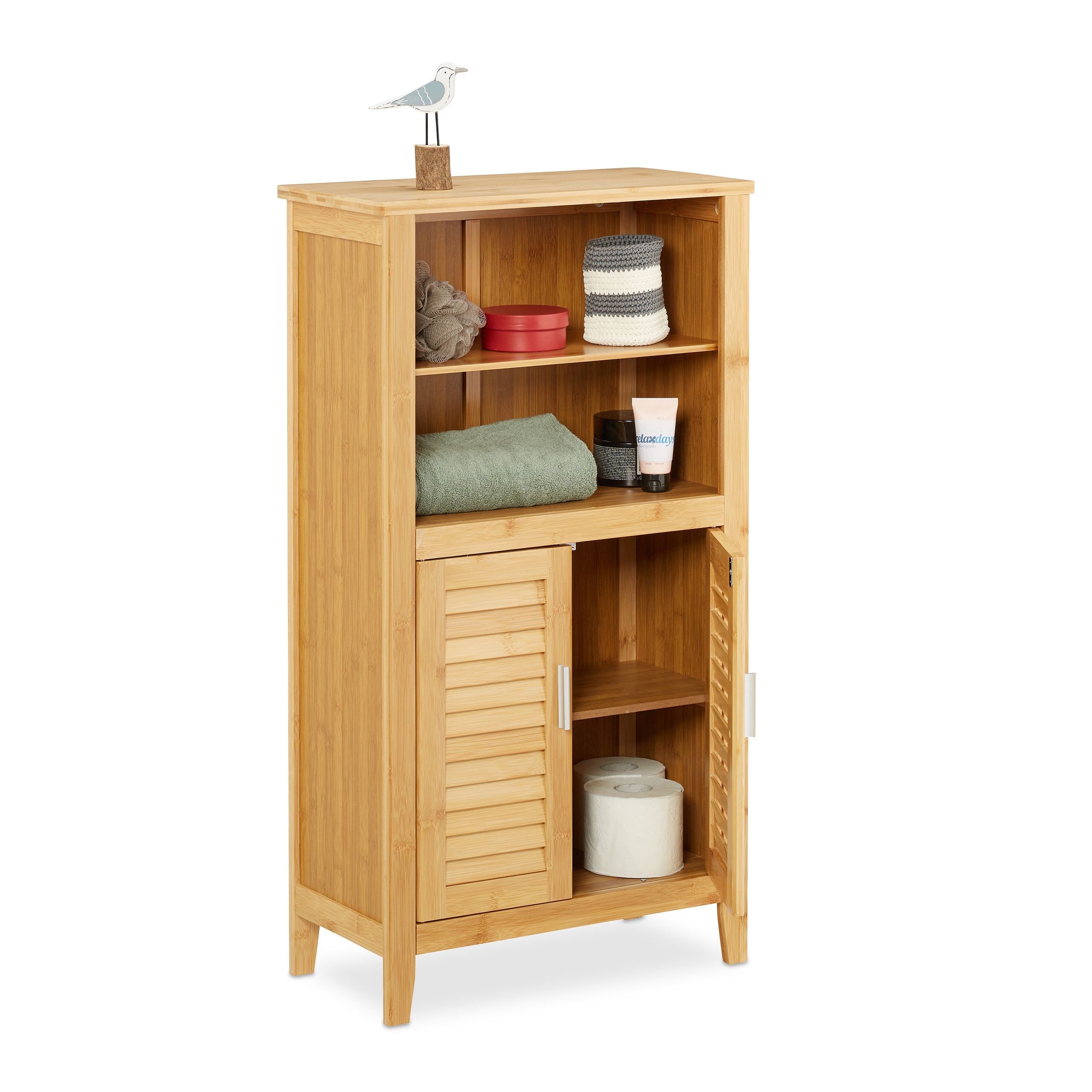 TEMU Armoire de salle de bain LAMELL bambou