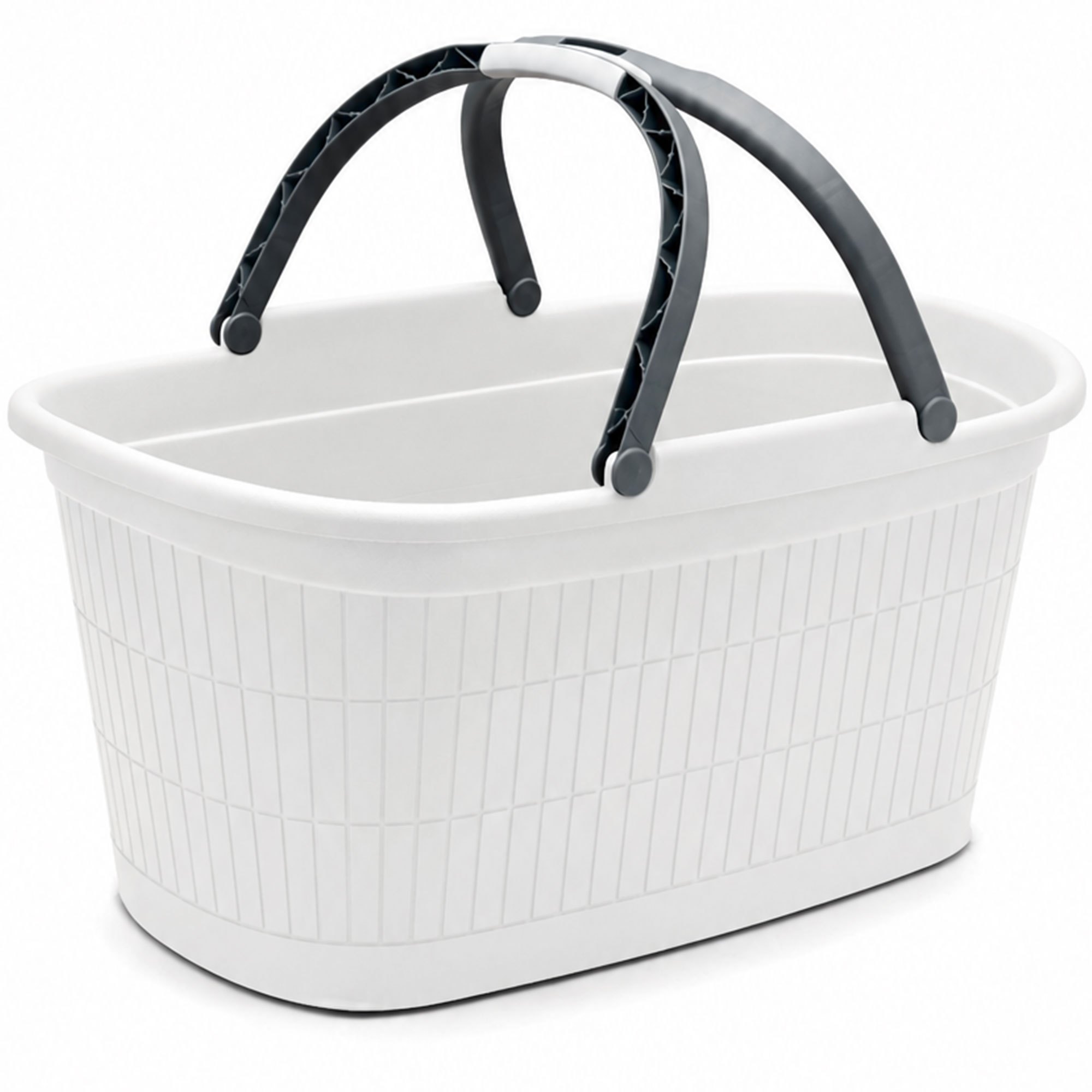 Image of Laundry Basket 35 White With 2 Handles 57.5x37x29 Cm Without Holes Basket - Household Basket Laundry Tub Carrying Basket Laundry Collector Laundry Sorter Storage Plastic