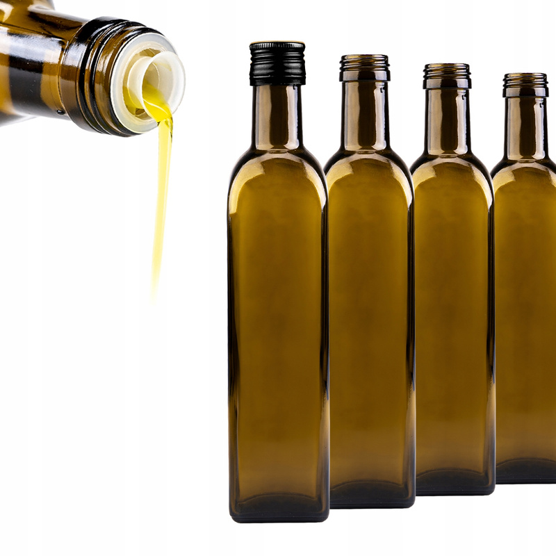 E-shop Set mit 10 Flaschen für Öl, Essig und Olivenöl mit einem 500 ml Spender - Olivenöl, das den Inhalt vor Licht schützt - Flaschen für