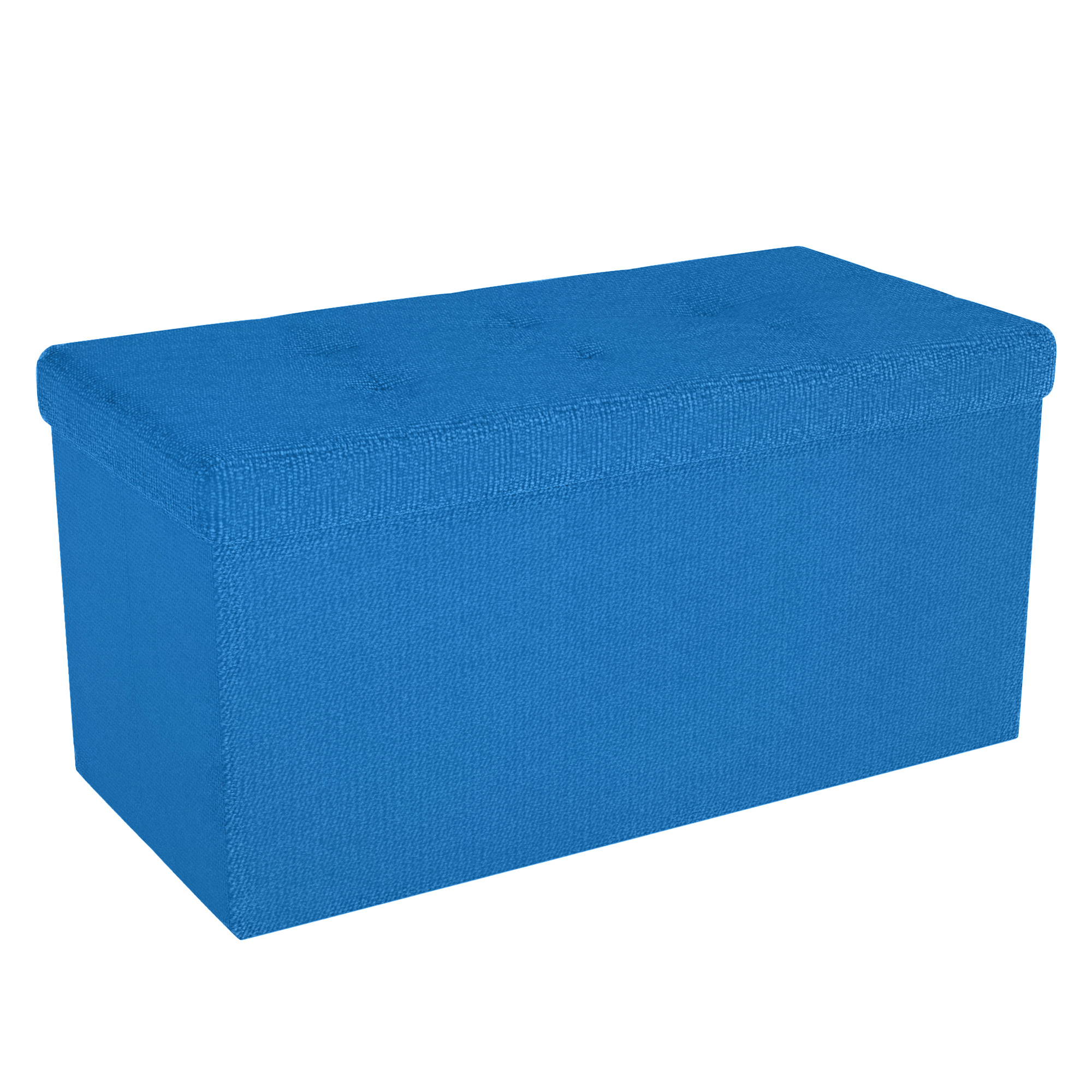Intirilife Foldable Stool 76x38x38 Cm Ottoman Storage Cube With Lid And Storage Of Fabric With Dents - Footrest Foldable Storage Box Chest Stool