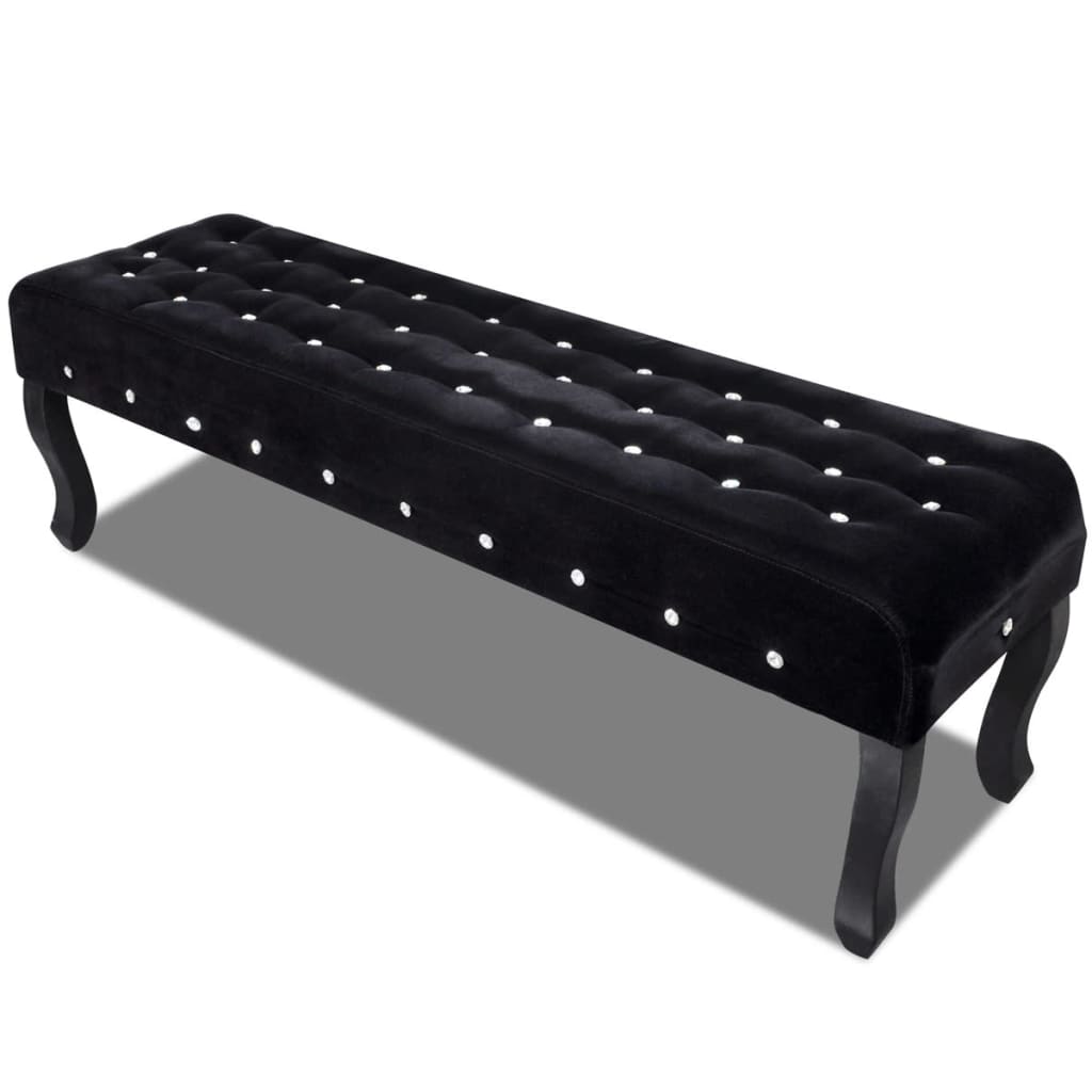 Vidaxl Bench Black Velvet With Crystal Buttons