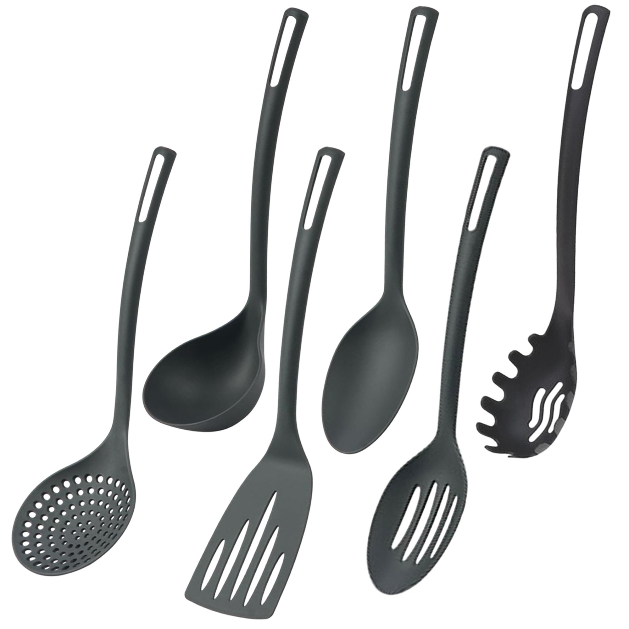 Well Home Set Of 6 Essential Black Pbt Kitchen Utensils