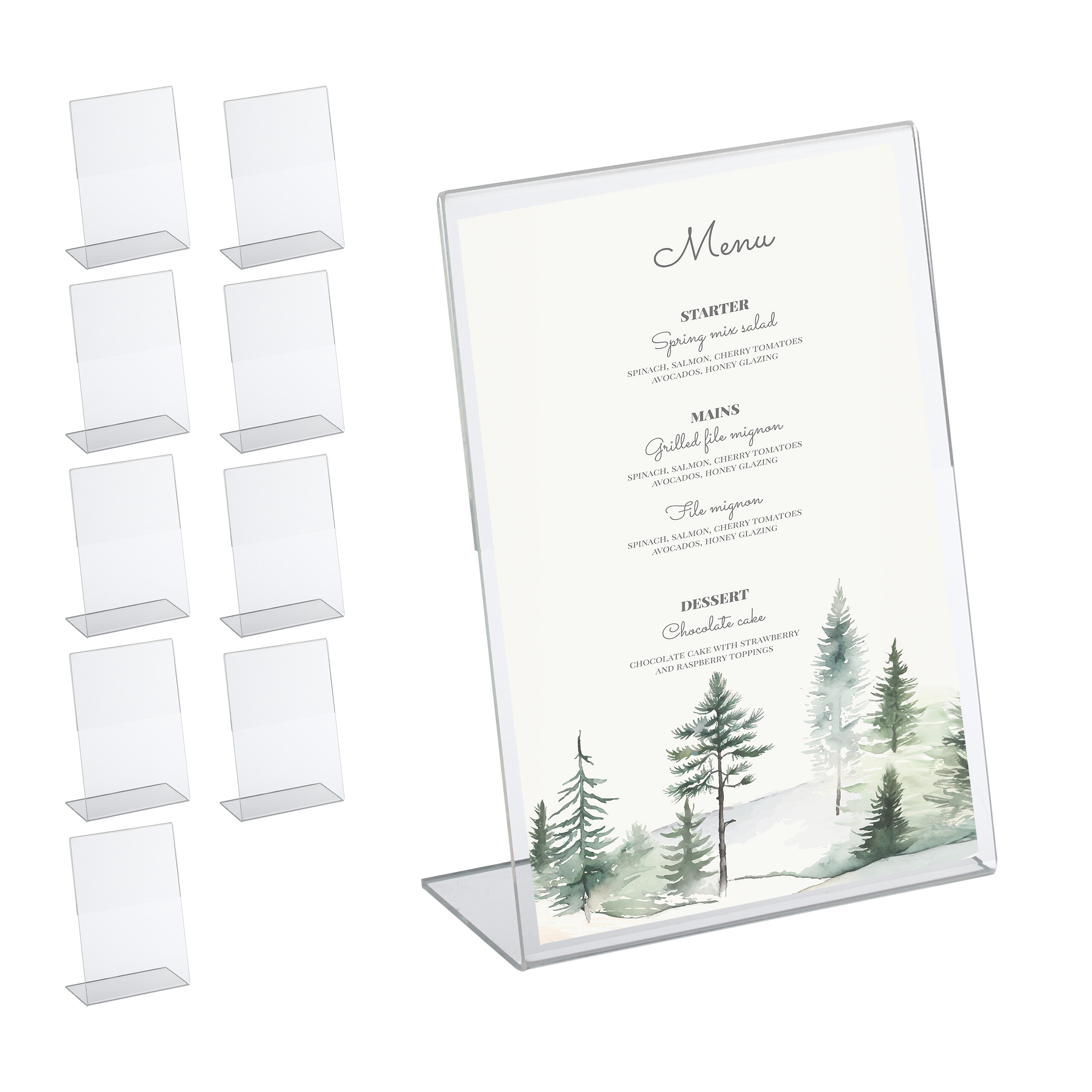 TEMU L-shaped Table Holders, Set Of 10, 22 X 15 X 7 Cm, Transparent Acrylic, For Din A5 Inserts, Back-mounted, For Menu Cards, Drink Cards, Photos,