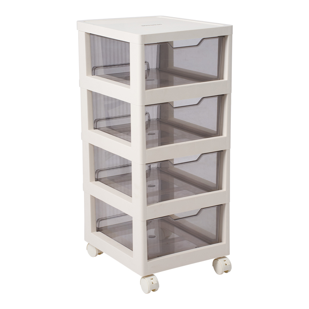 4 Layers Plastic Storage Drawers on Wheels