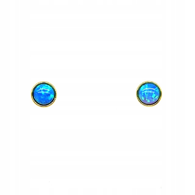 Small 925 Silver Earrings With Blue Opal