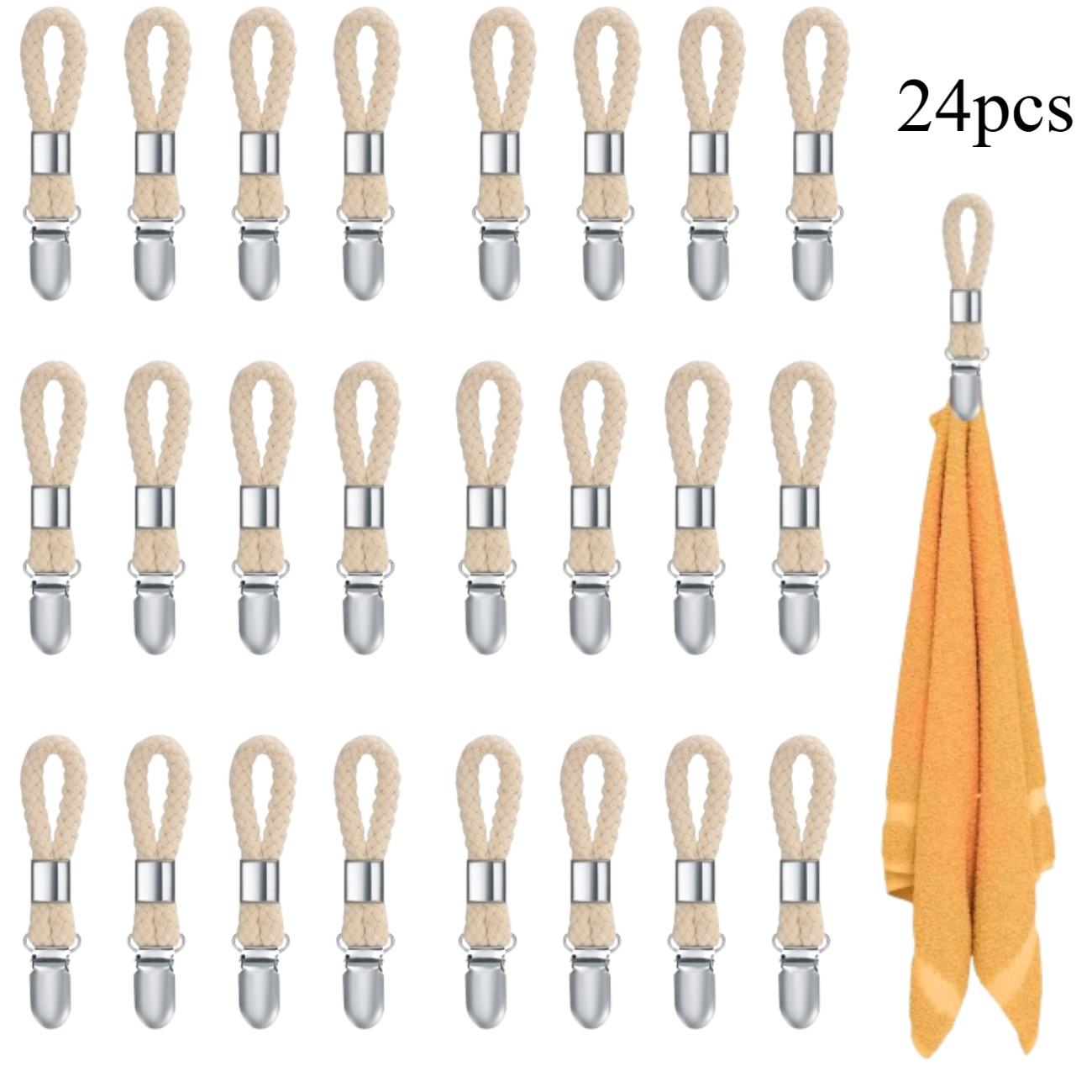 E-shop 24 Stück Handtuch Clips zum Aufhängen, Handtuchclips mit Schlaufen, Handtuch Klammer, Haken für Handtücher, Geschirrtuch Handtuchhalter Clips