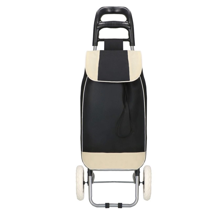 chariot de courses avec   de 30l, sac de courses roulant pour seniors,   crème