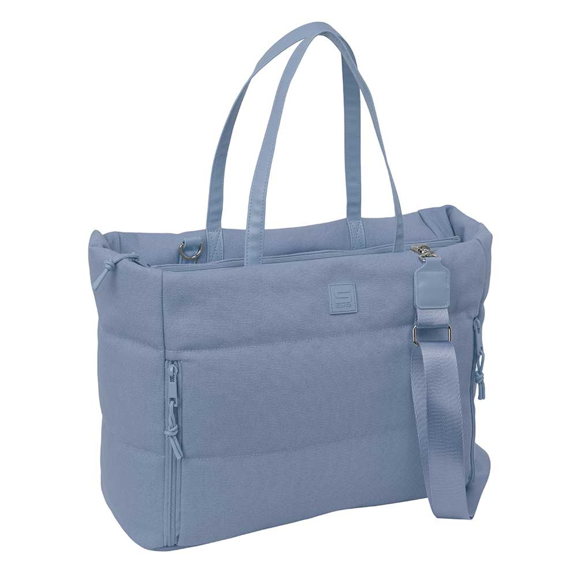 Image of Safta | Laptop Bag 14.1? Unisex, Padded Compartment, 2 Front Zip Pockets, Adjustable And Removable Shoulder Strap, Hand Handles, Stewardess Blue Color, Daily And Office Use