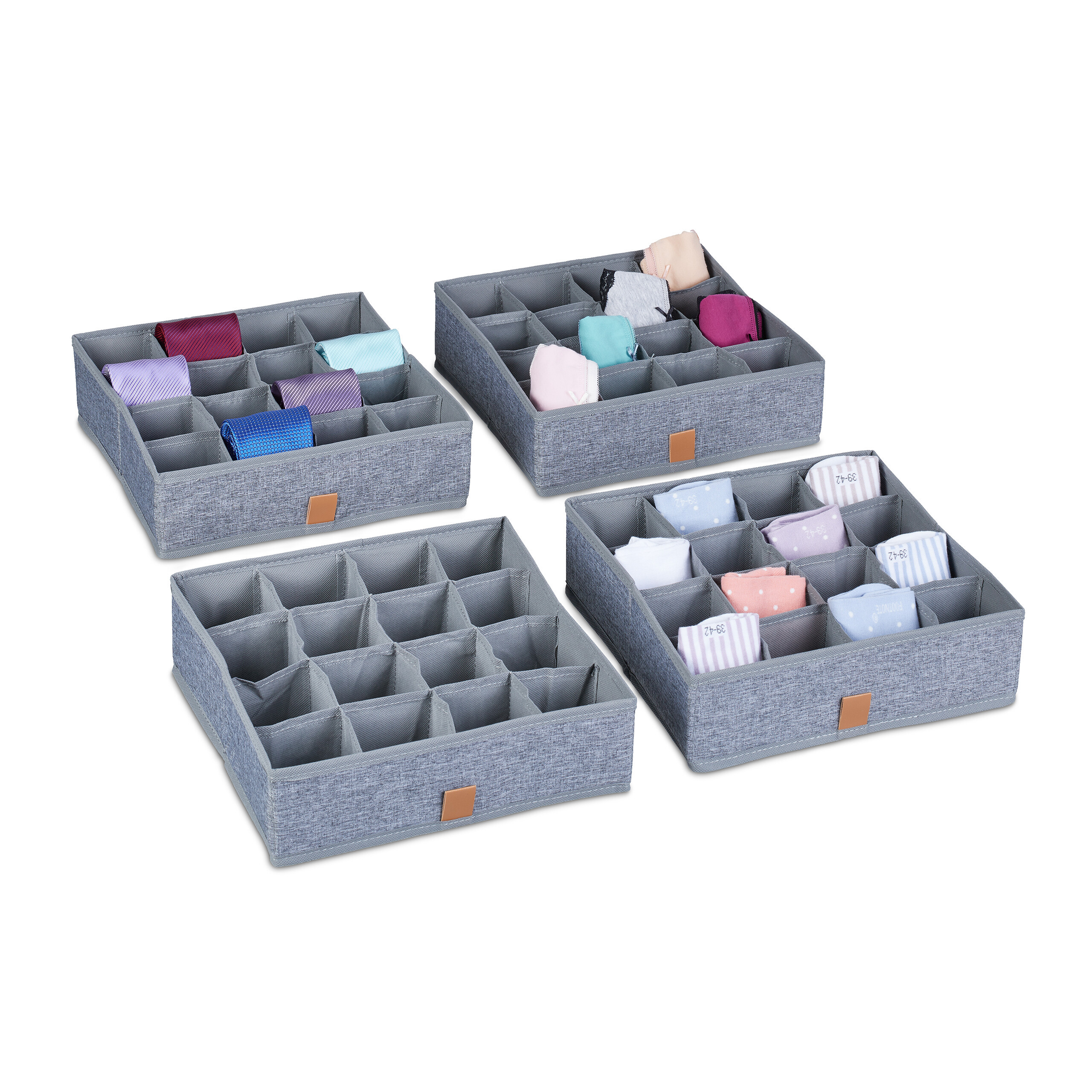 Image of 4 X Underwear Organizers In Gray - (w)29 X (h)9 X (d)29 Cm