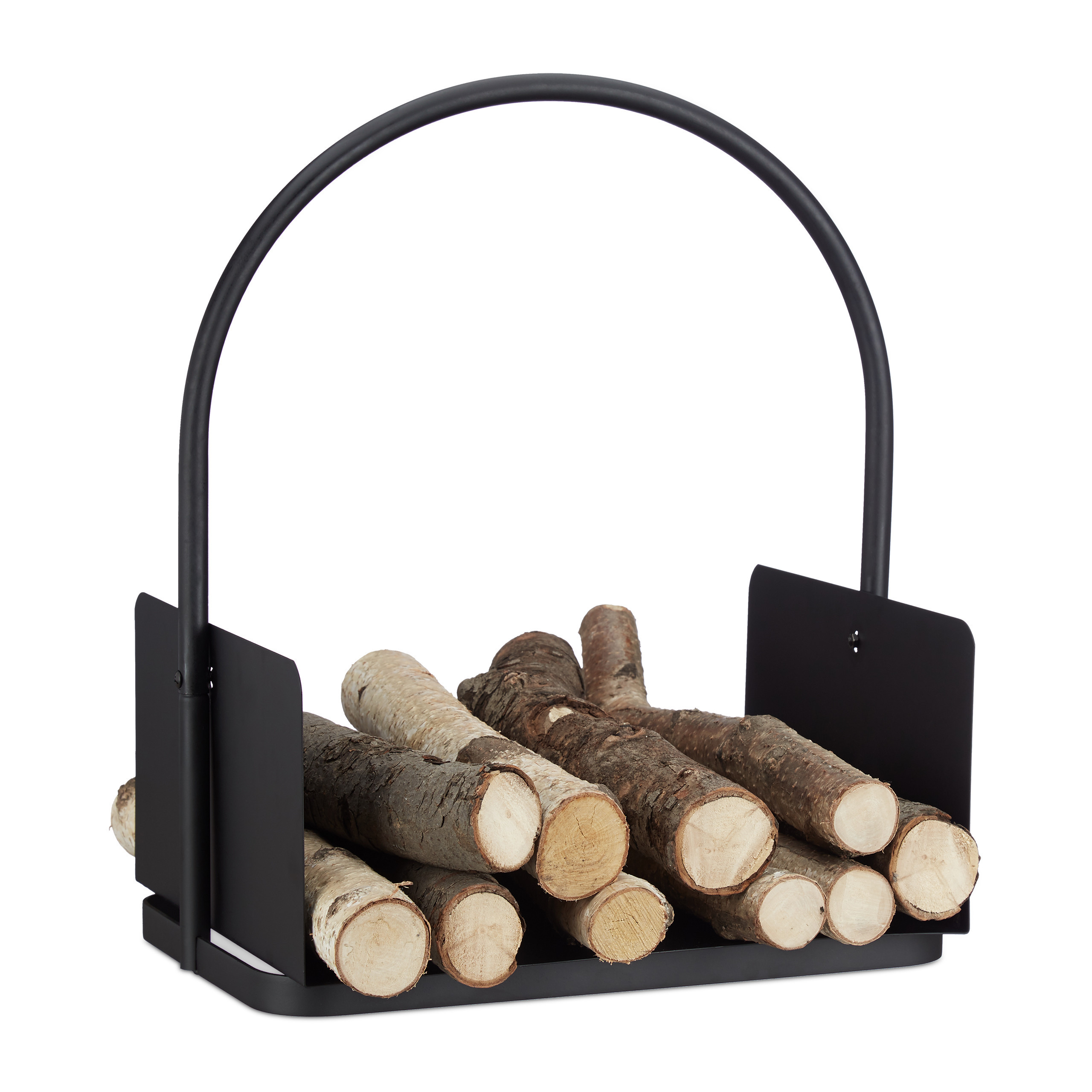 Firewood Basket In Black - (w)40 X (h)47 X (d)30 Cm