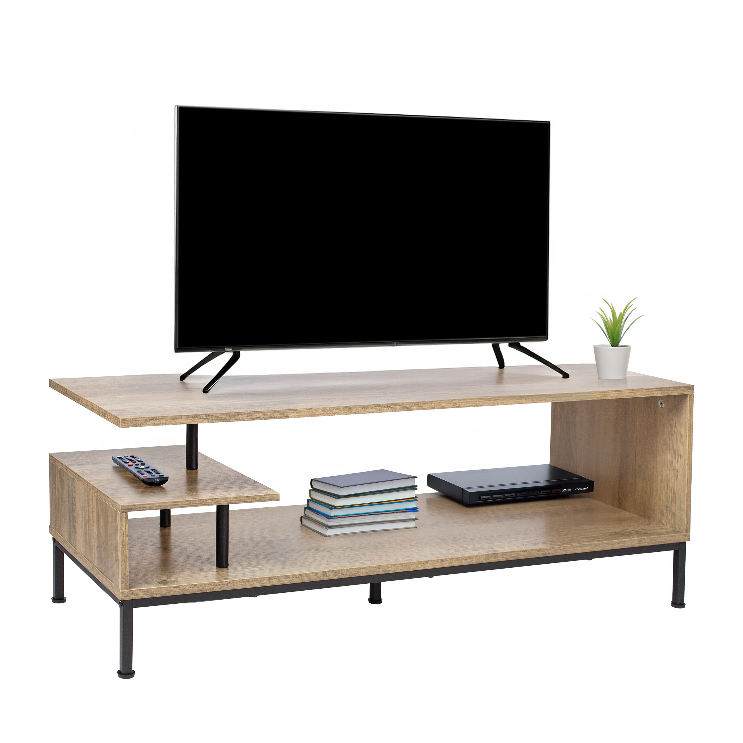 Tv Lowboard In Natural/black - (w)106 X (h)40 X (d)39.5 Cm