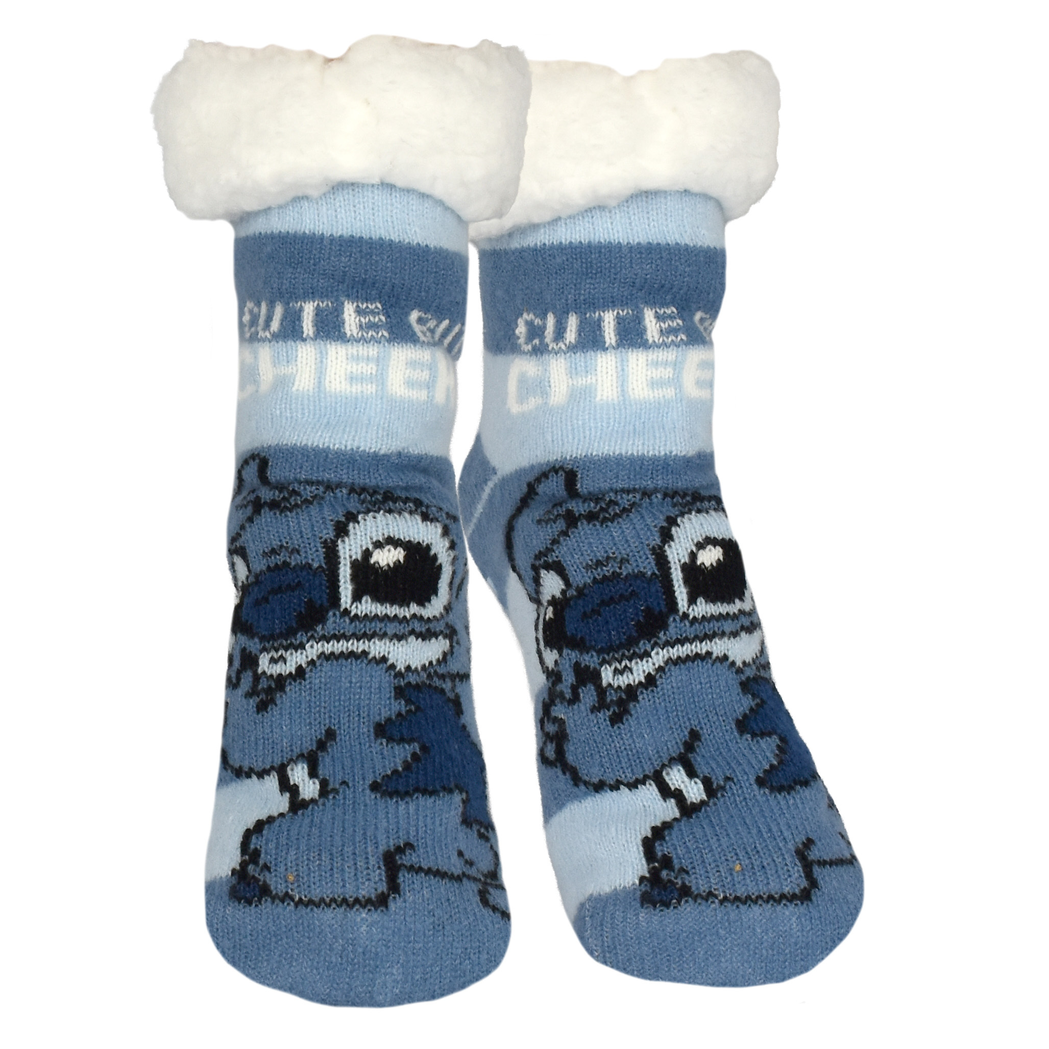 Image of & Stitch Cabin Socks - Cute By Cheeky Women's Slipper Socks Cozy Socks Fluffy Winter Socks Warm Women's Socks Blue