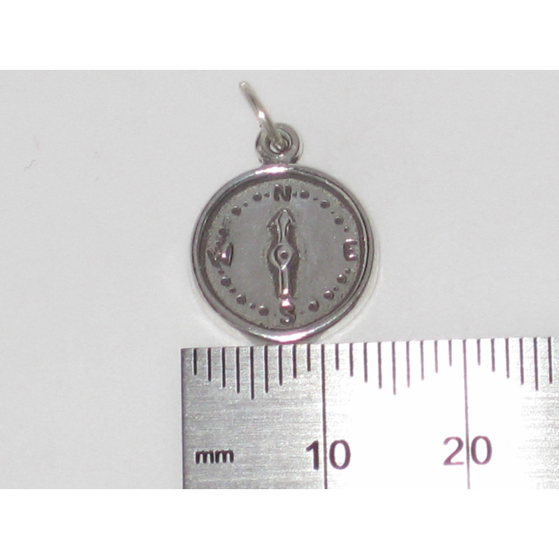 Sterling Silver Compass Charm, Navigation Design